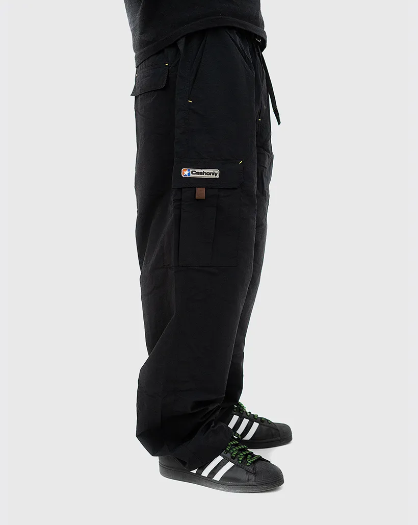 Stretchable Fabric Cash Only Star Cargo Pants - Black