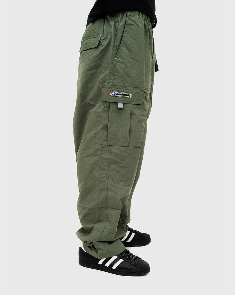 Wool Blend Material Cash Only Star Cargo Pants - Foilage