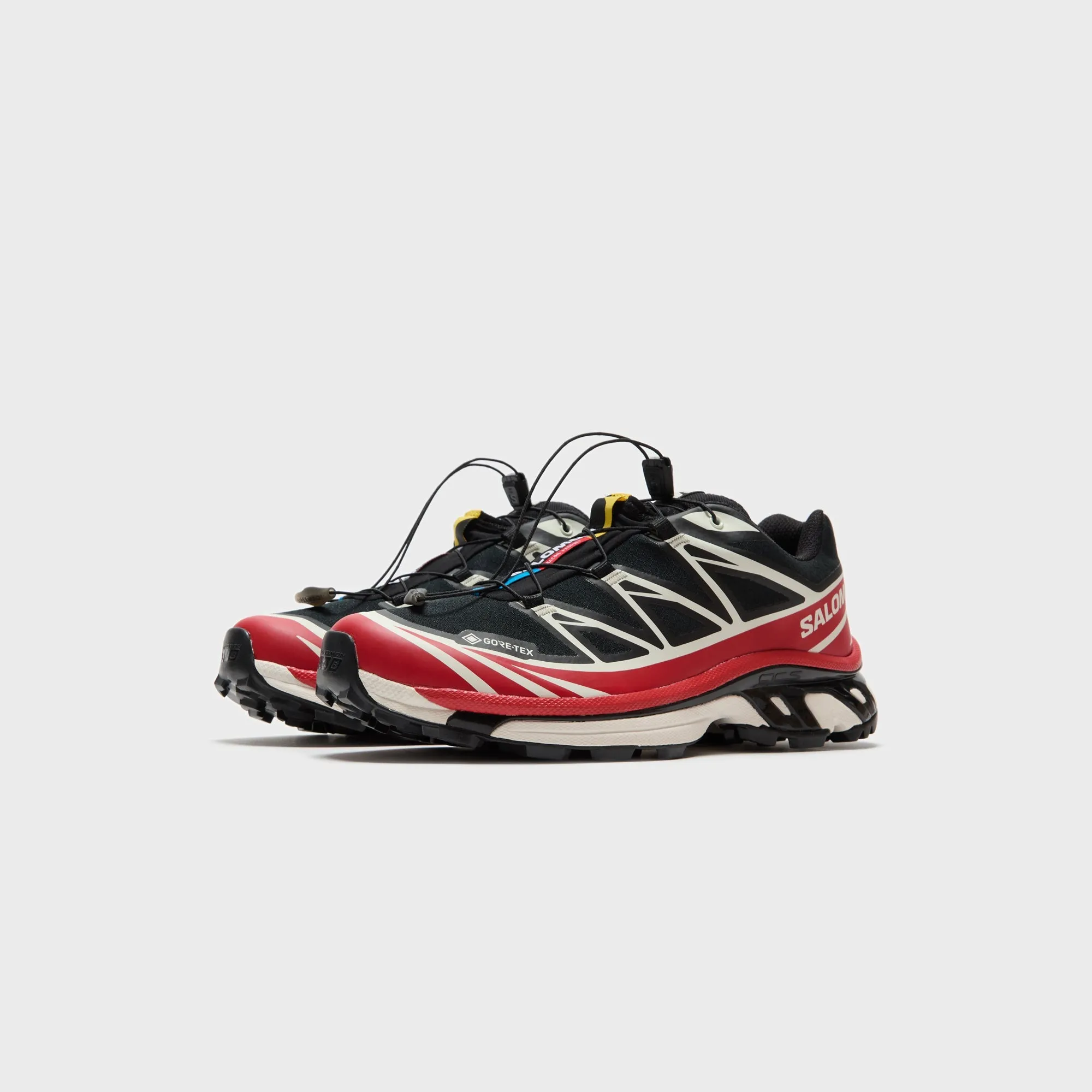 Salomon Xt-6 Gtx - Black / Flame Scarlet / Vanilla Ice Mesh Ventilation