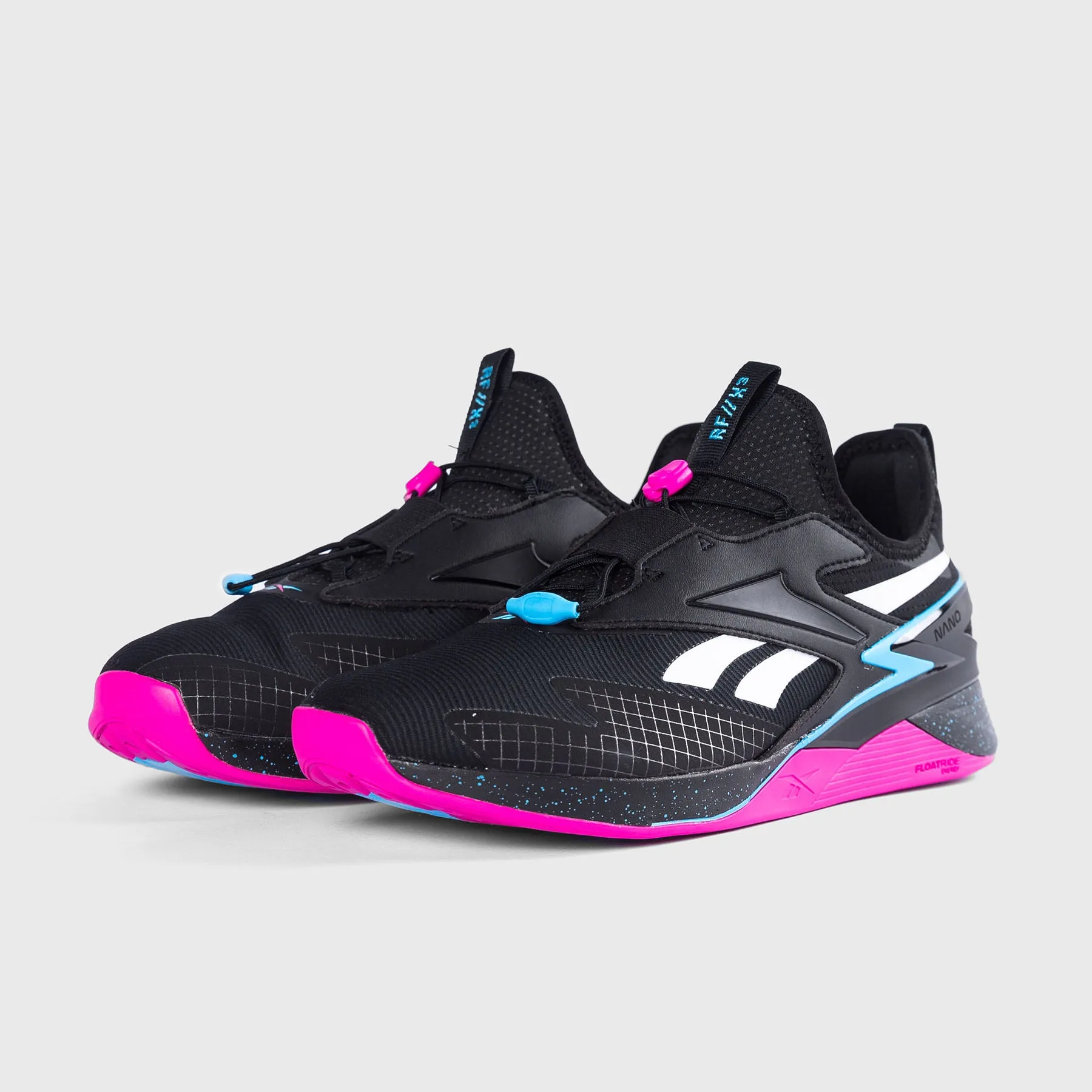 Reebok - Nano Froning - Core Black/Laser Pink/Bold Cyan Shockproof System Design Solid Color