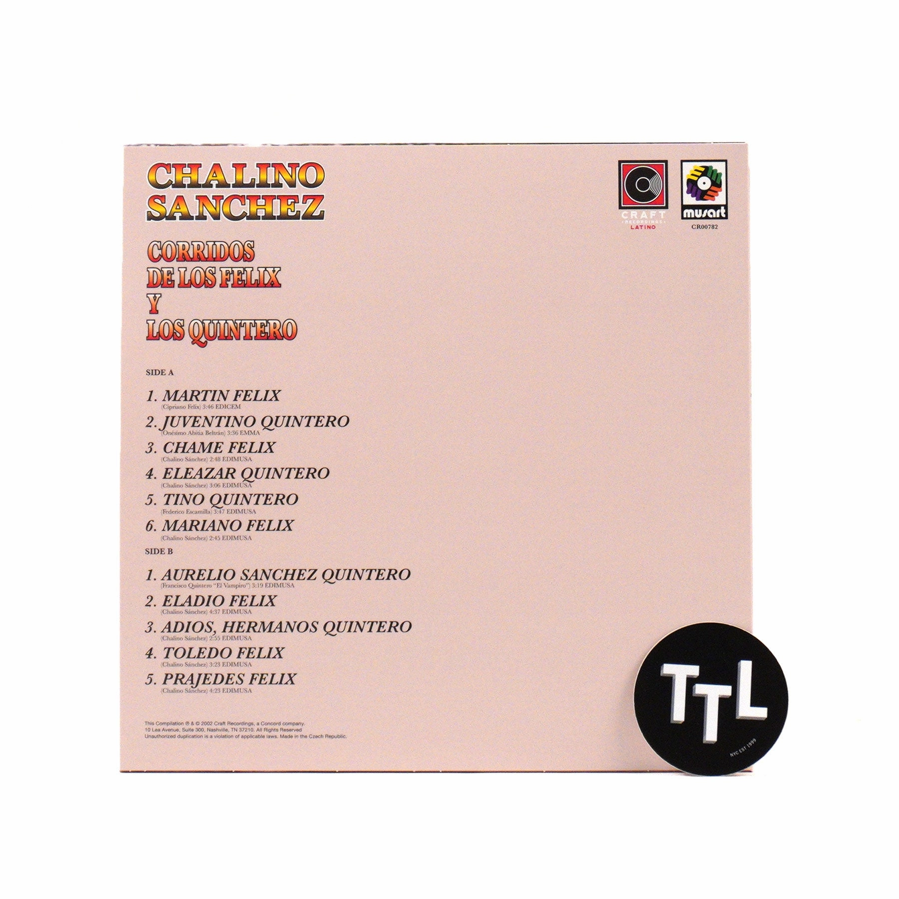 Chalino Sanchez: Corridos De Los Felix Y Los Quintero (Colored Vinyl) Vinyl LP
