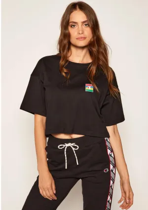 Comfortable Mid Waistband Champion Womens Sps Graphic Boxy Tee Black