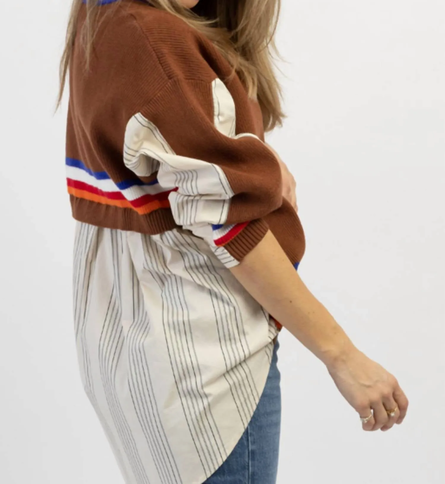 Charlie Cardigan Contrasté Hi-Lo en Chocolat