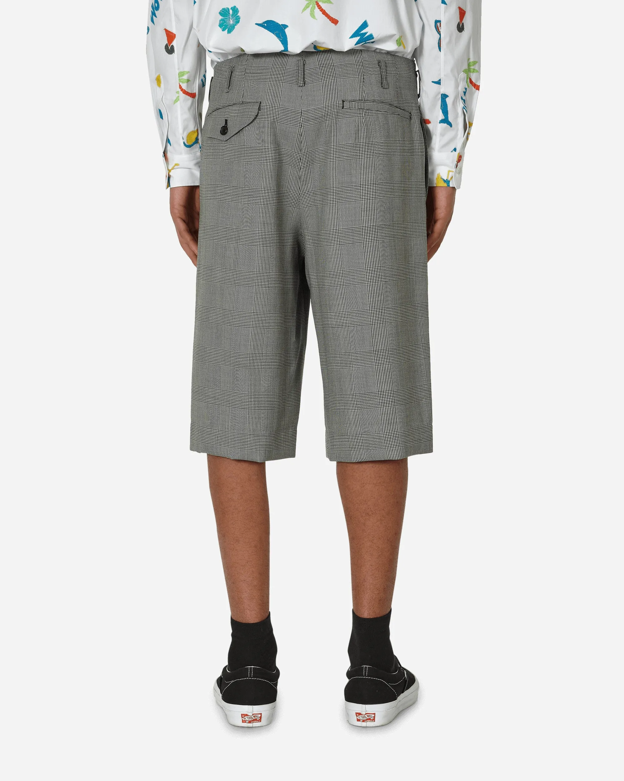 Checked Wool Shorts Black / Natural Ruthenium Oxide
