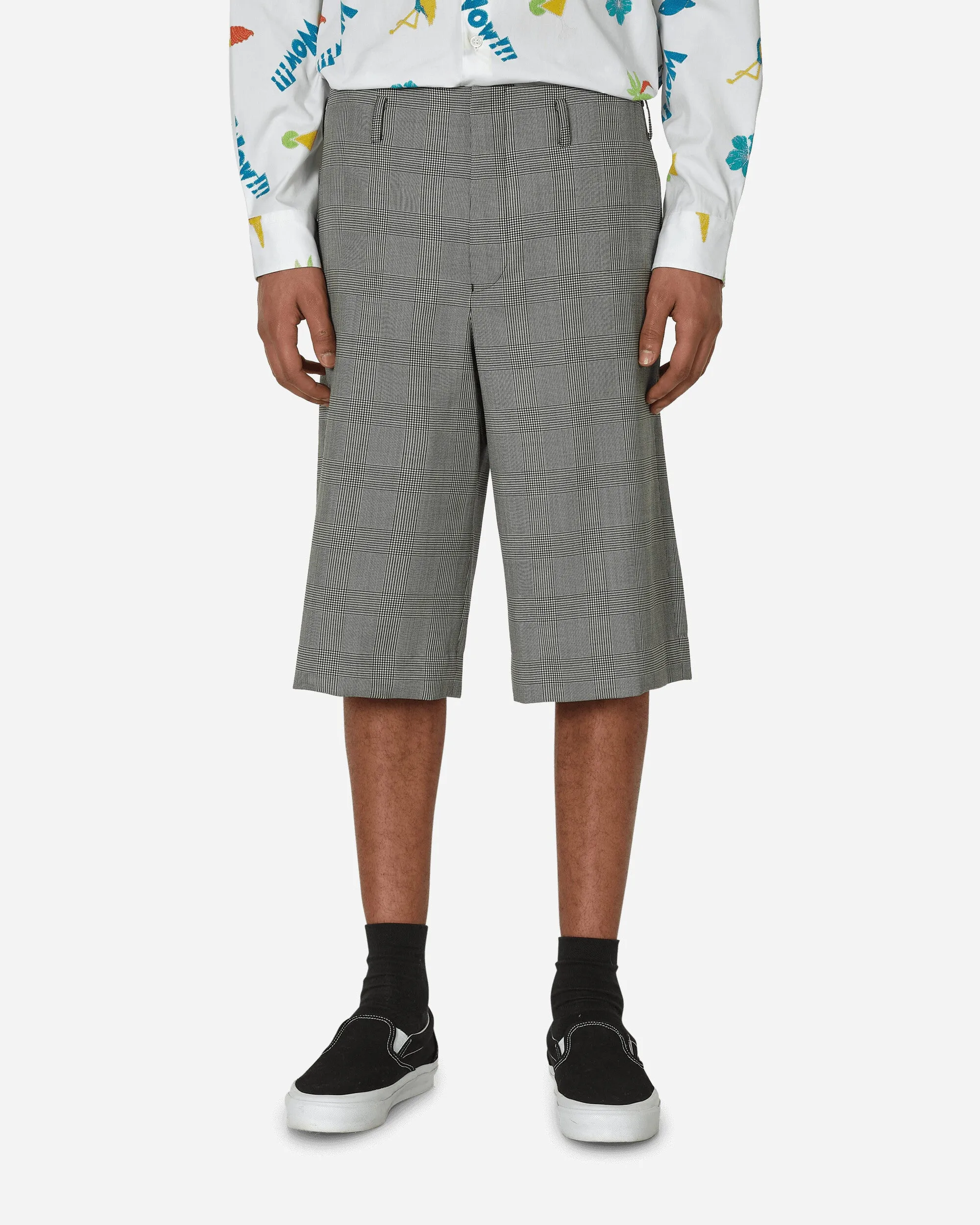 Checked Wool Shorts Black / Natural Comfort Aesthetic