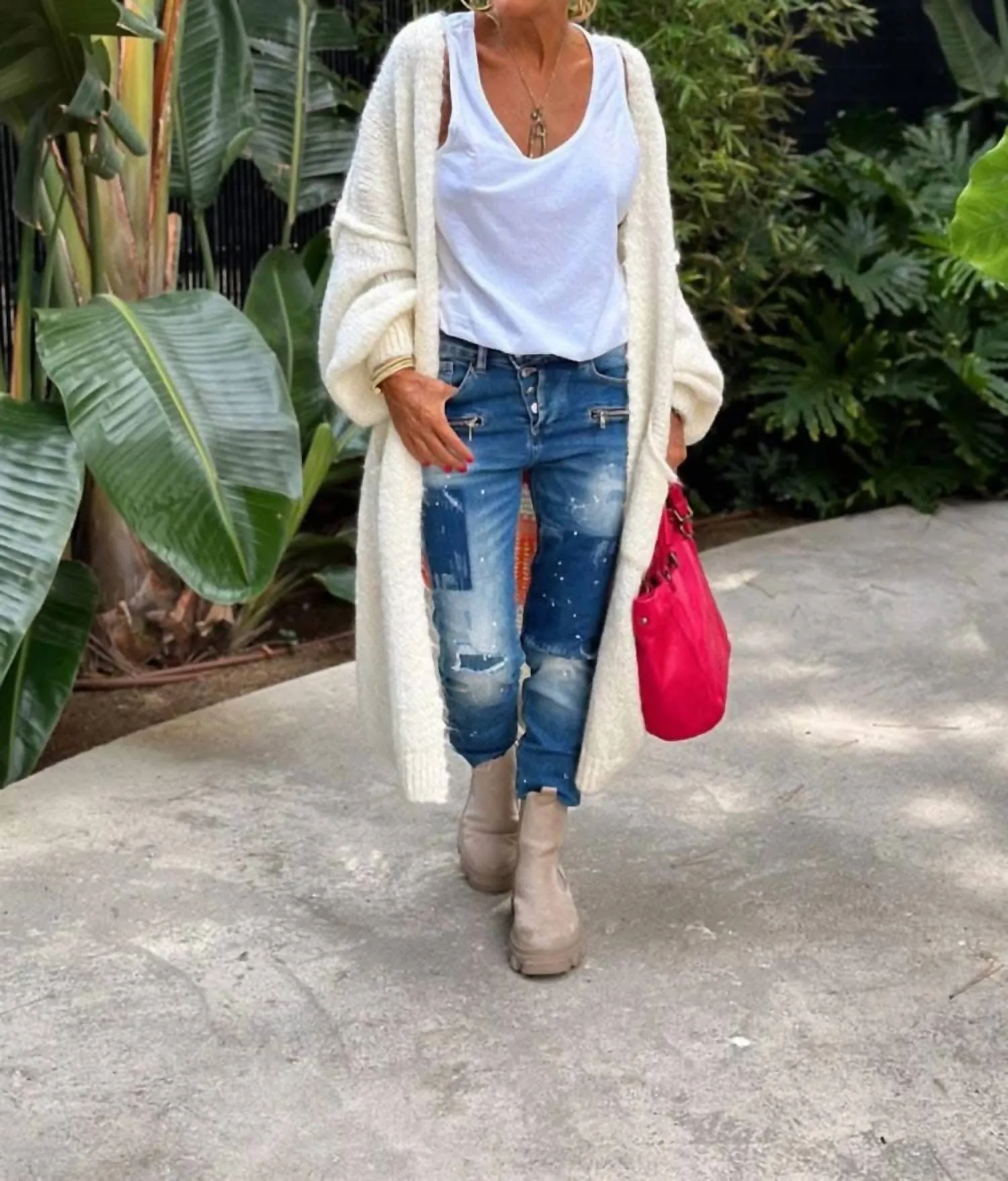 Cardigan chic à manches longues en blanc