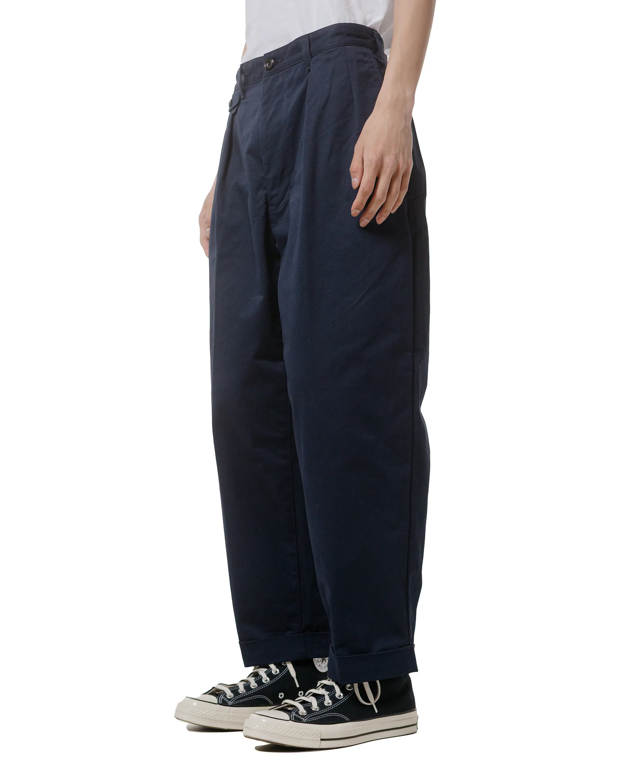"Comfortable Brown Recluse Beams Plus 2Pleats Twill Dark Navy