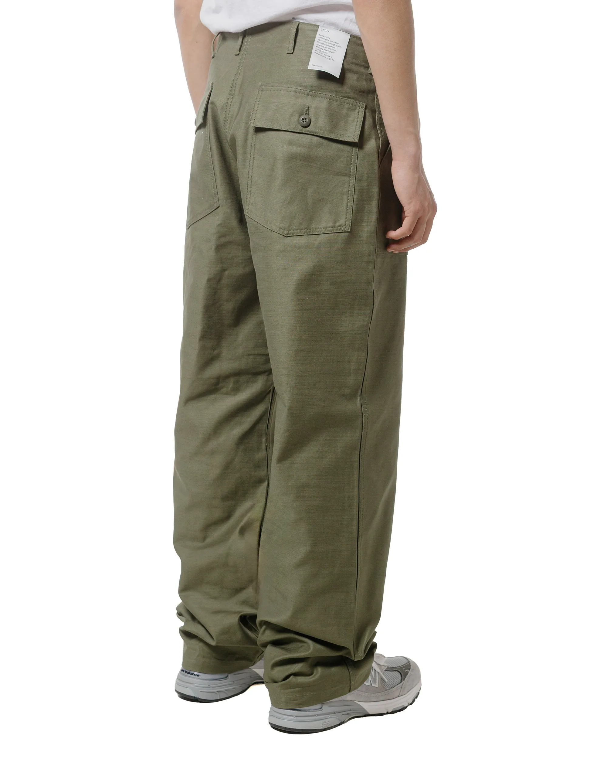 Ciota Baker Pants (Wide Straight) Dark Olive Stripe Pattern