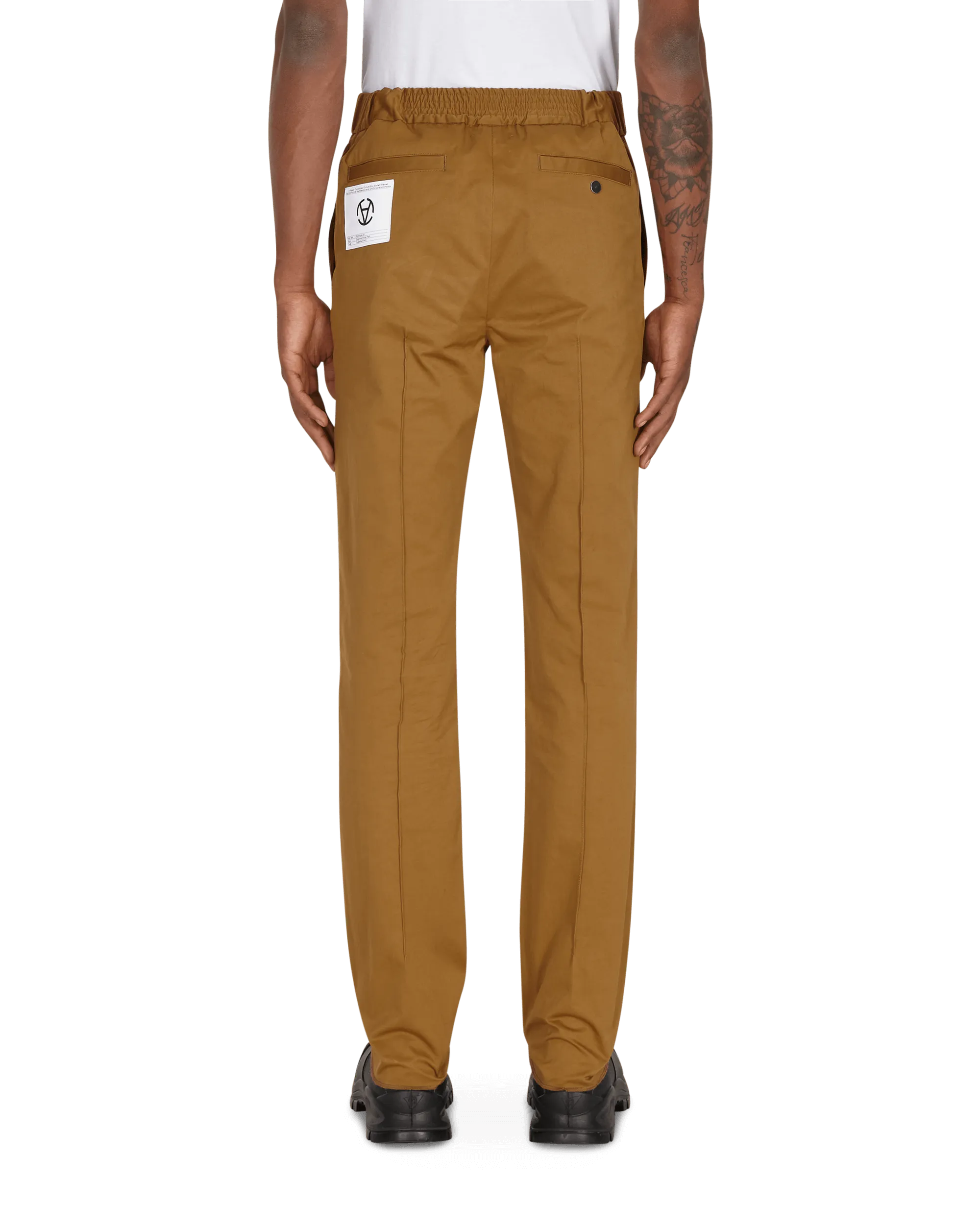 Diagonal Attica Pants Brown Elastic Edges Tassel