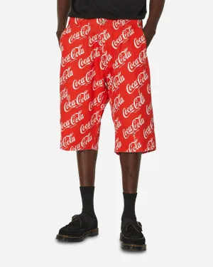 Coca-Cola Printed Canvas Shorts Red Comfortable Length