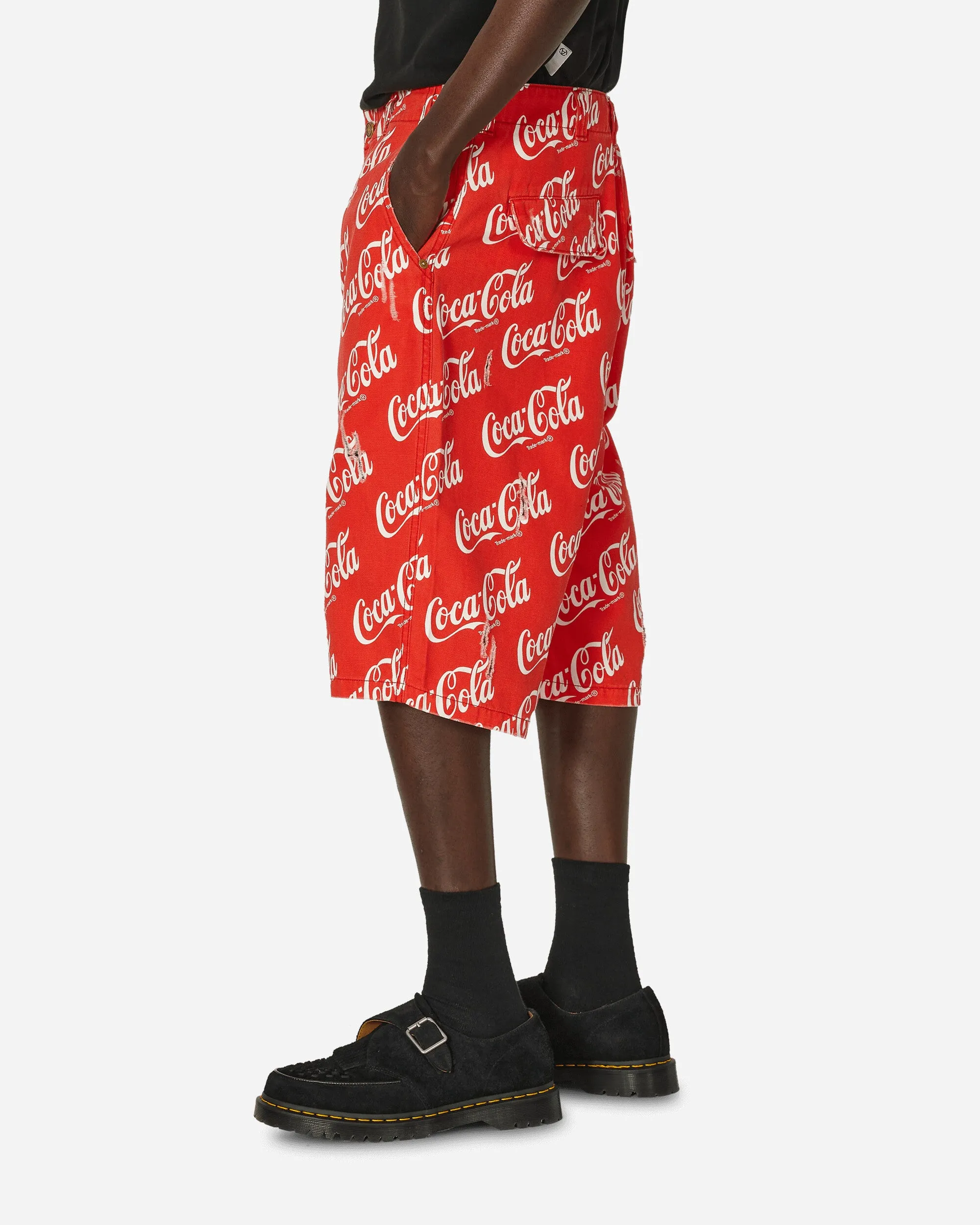 Coca-Cola Printed Canvas Shorts Red Spaghetti Straps Design