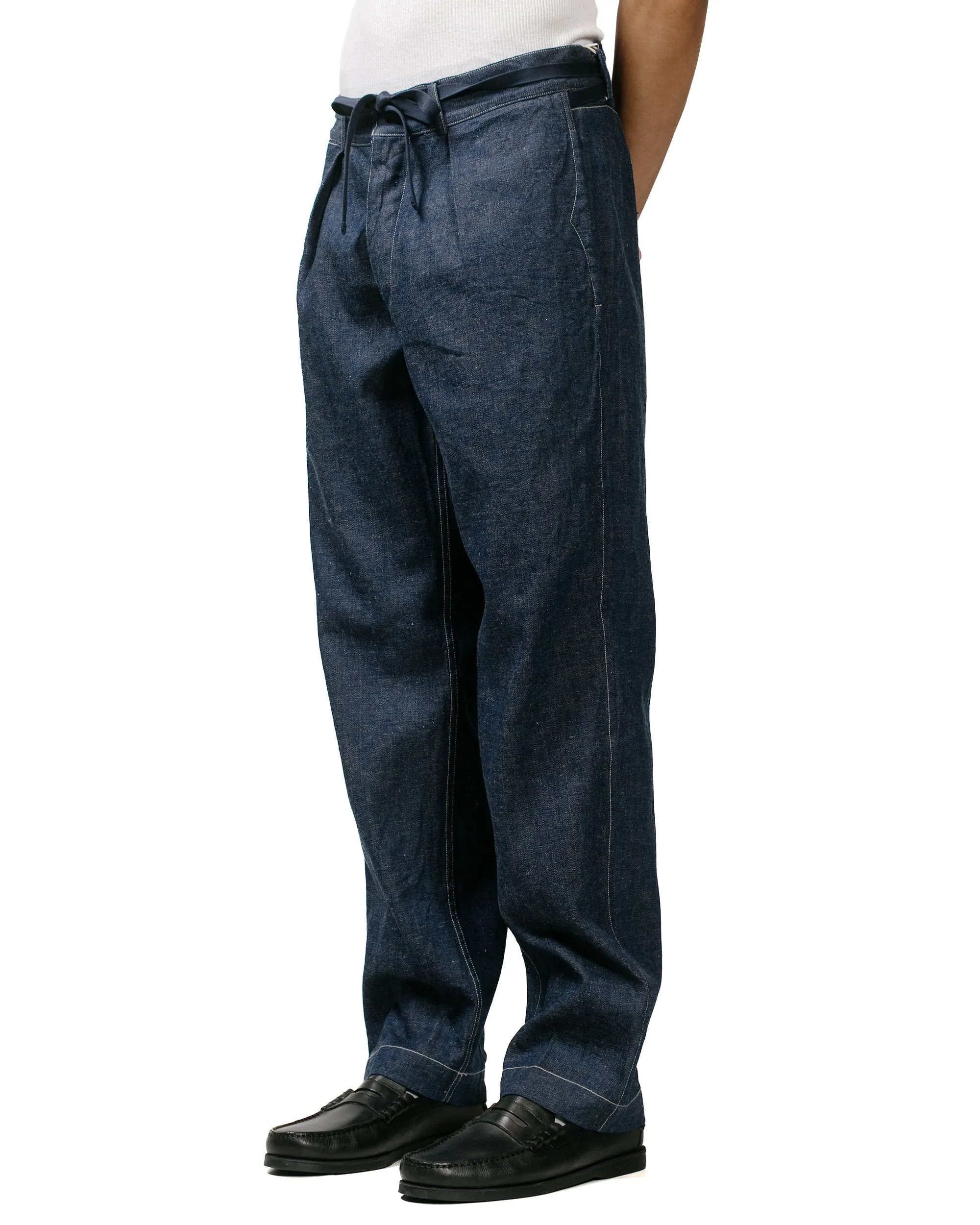 Cohrence Alain 10Oz Logger Selvedge Denim Trouser Indigo Hemmed Sleeve