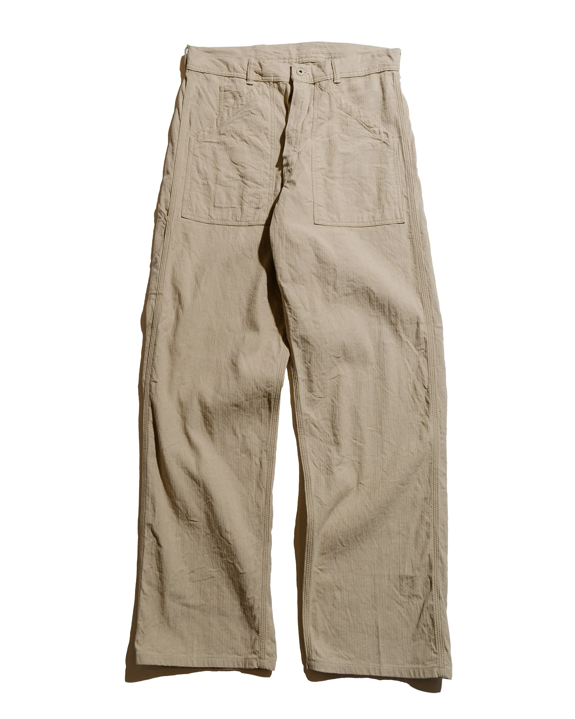 Cohrence Paul Linen/Cotton Chevron Trouser Ivory Comfortable Realistic