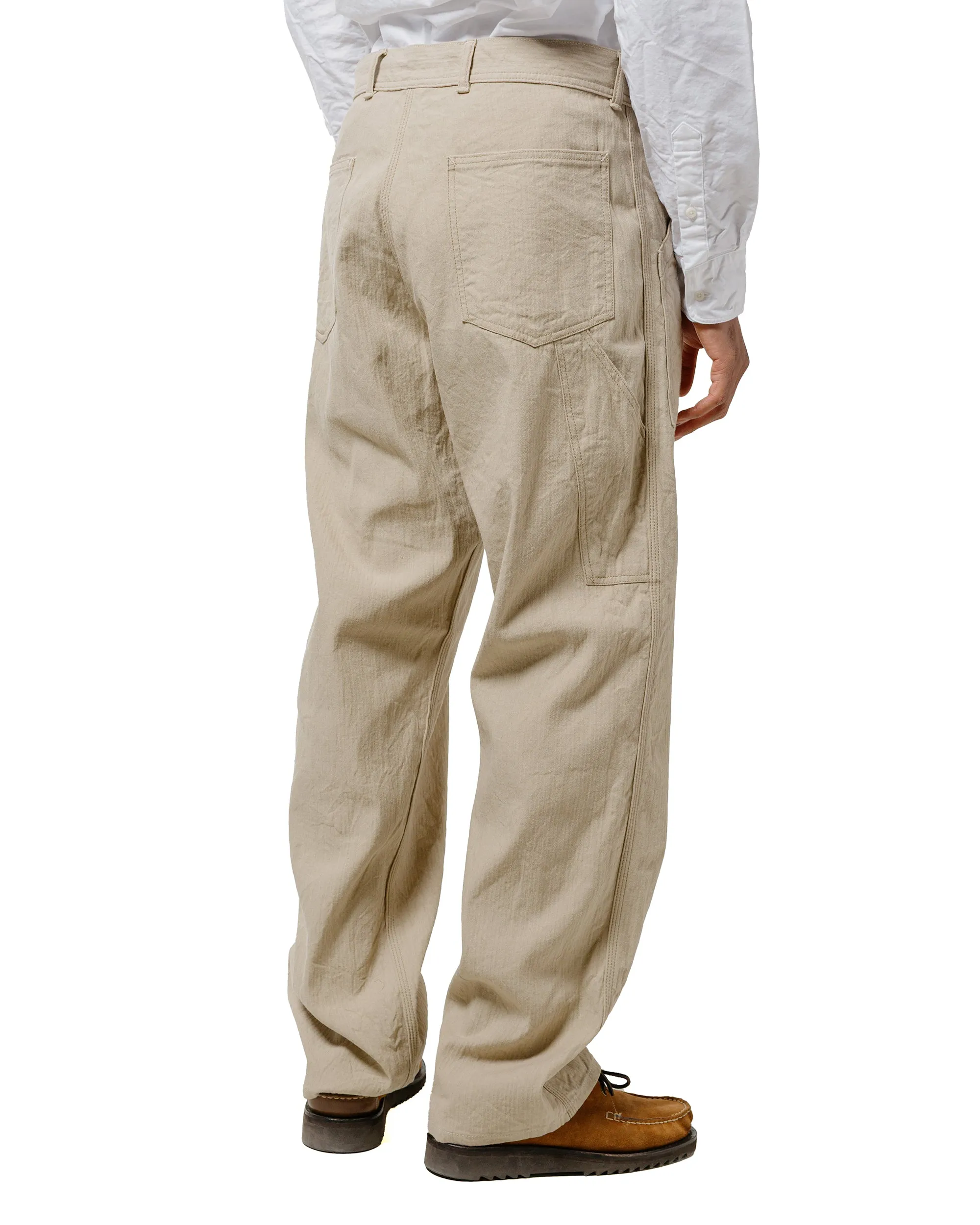 Cohrence Paul Linen/Cotton Chevron Trouser Ivory On - Rail "Whiskered Strap