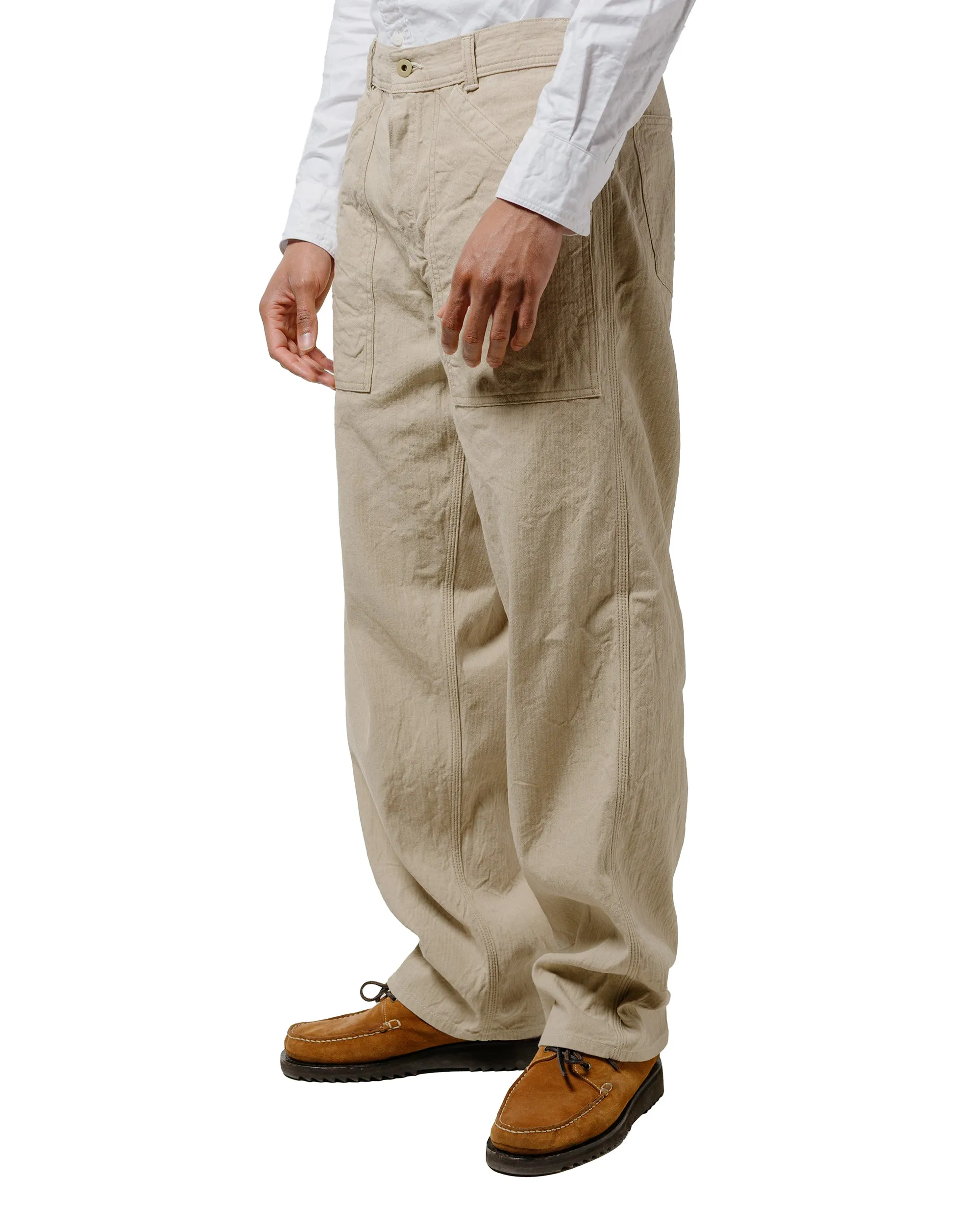Easy-Care Sleeve Comfortable Basic Socks Cohrence Paul Linen/Cotton Chevron Trouser Ivory