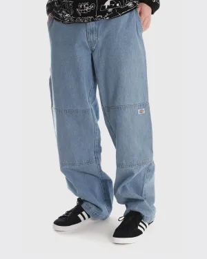 Dickies 85-283 Double Knee Loose Fit Denim Pant - Light Blue Duster Coat Quilting