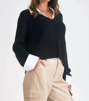 Pull Col Claudine En Noir Et Blanc