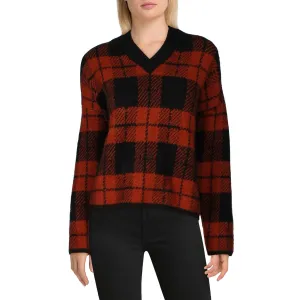 Pull Colleen pour Femmes en Laine Mélangée à Motifs Vichy et Col en V