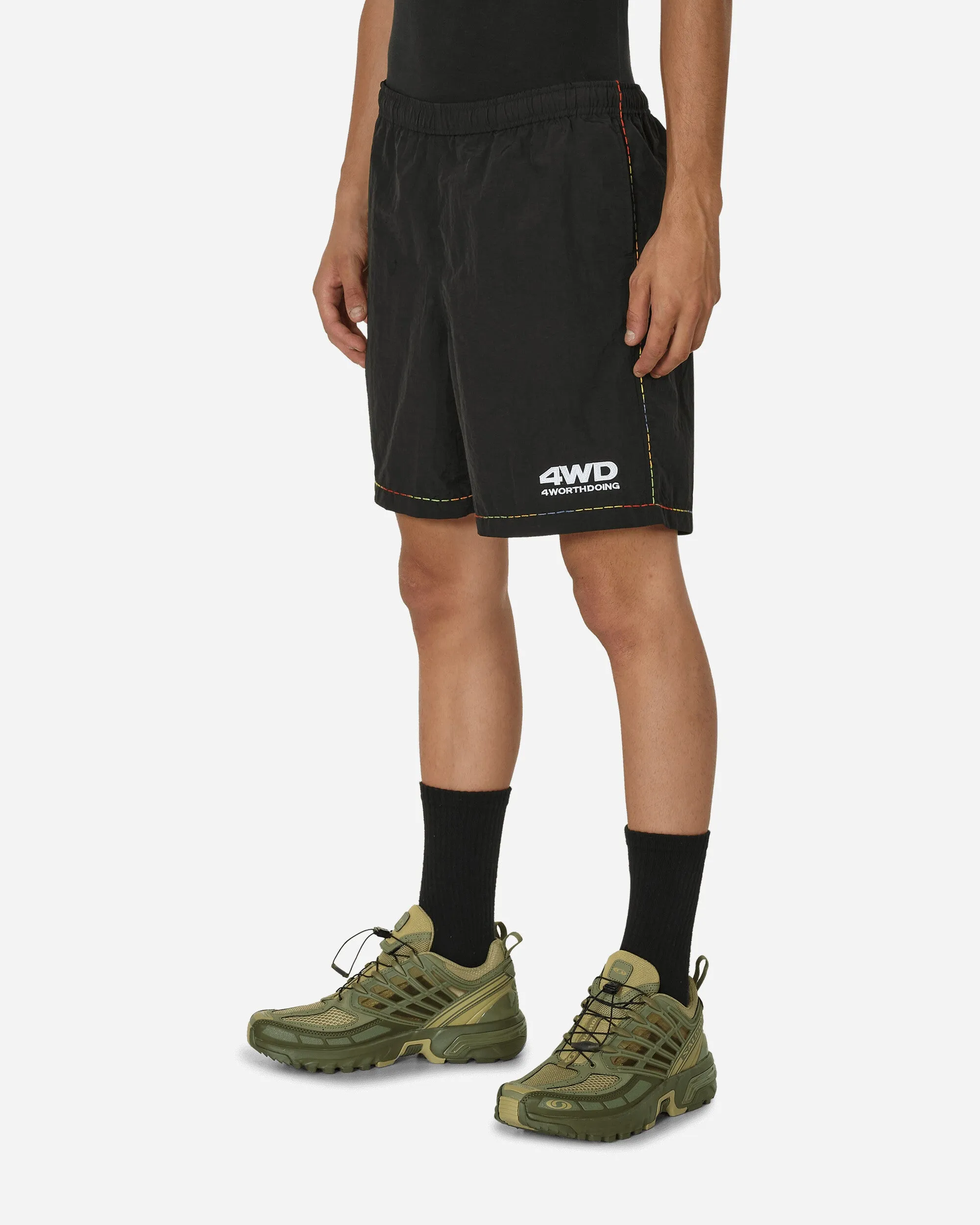 Flare Sleeve Gradient Stitched Shorts Black