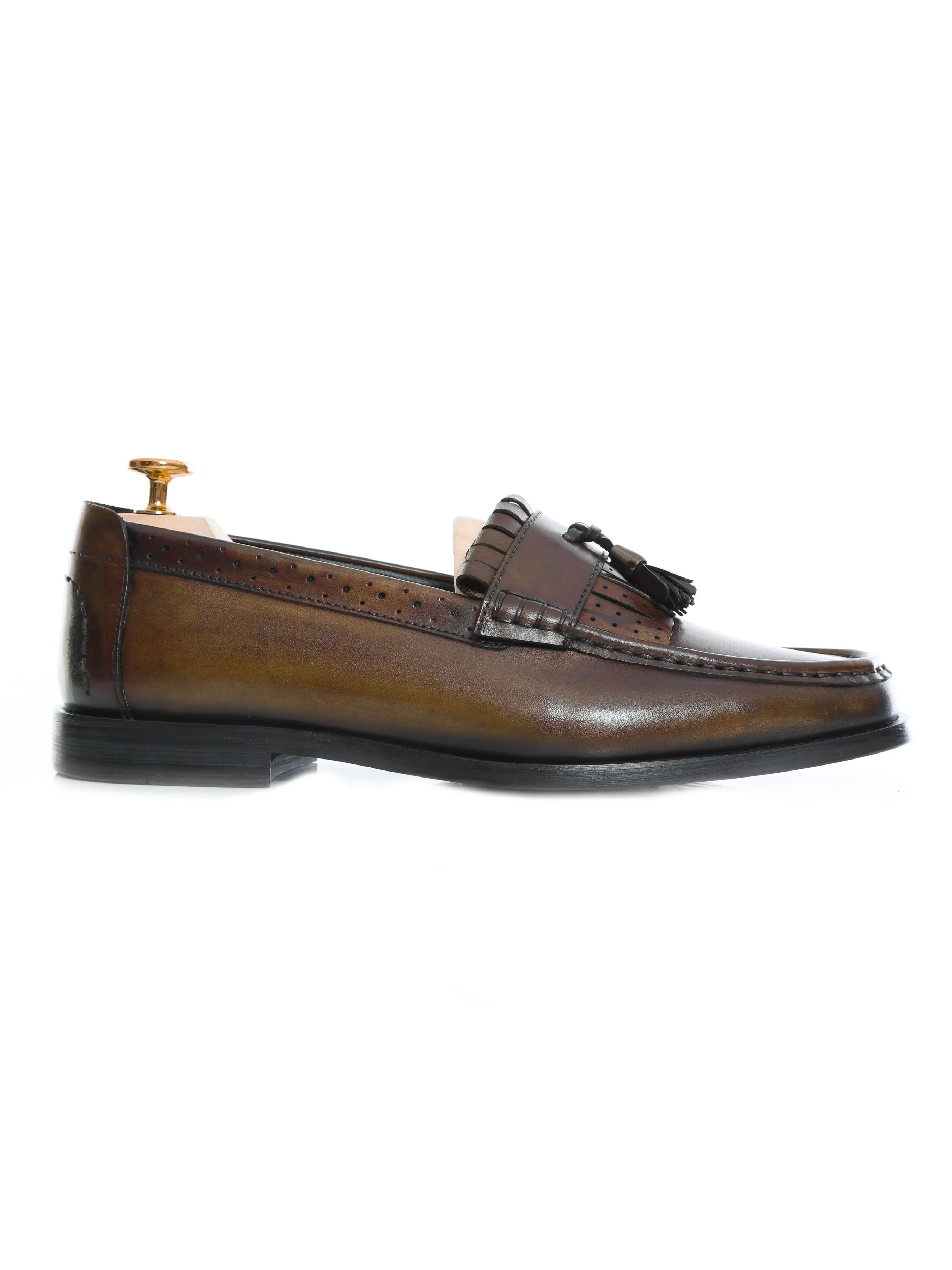 Fringe Classic Loafer - Khakis With Tassel (Hand Painted Patina) Comfortable Anti - Slip Material