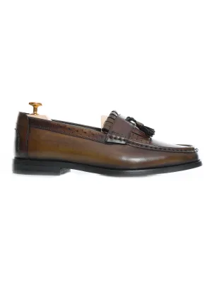 Fringe Classic Loafer - Khakis With Tassel (Hand Painted Patina) Comfortable Anti - Slip Material