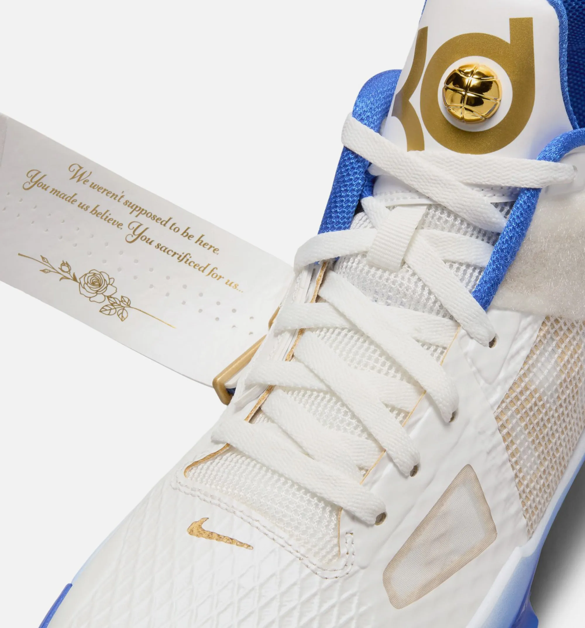 Embroidered Detail Easy Stretch Zoom Kd 4 Alternate Mvp Mens Lifestyle Shoe - Summit White/Hyper Royal/Metallic Gold