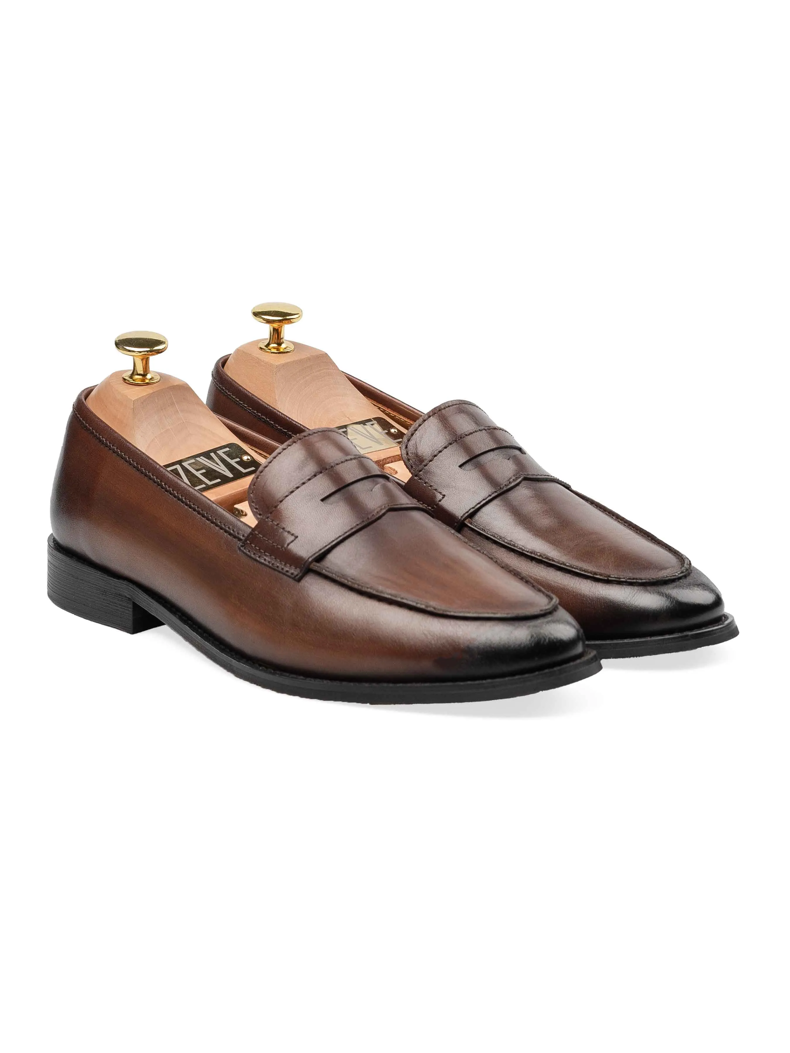 Credible Detail Comfort Durability Technology Penny Loafer - Dark Brown (Hand Painted Patina)