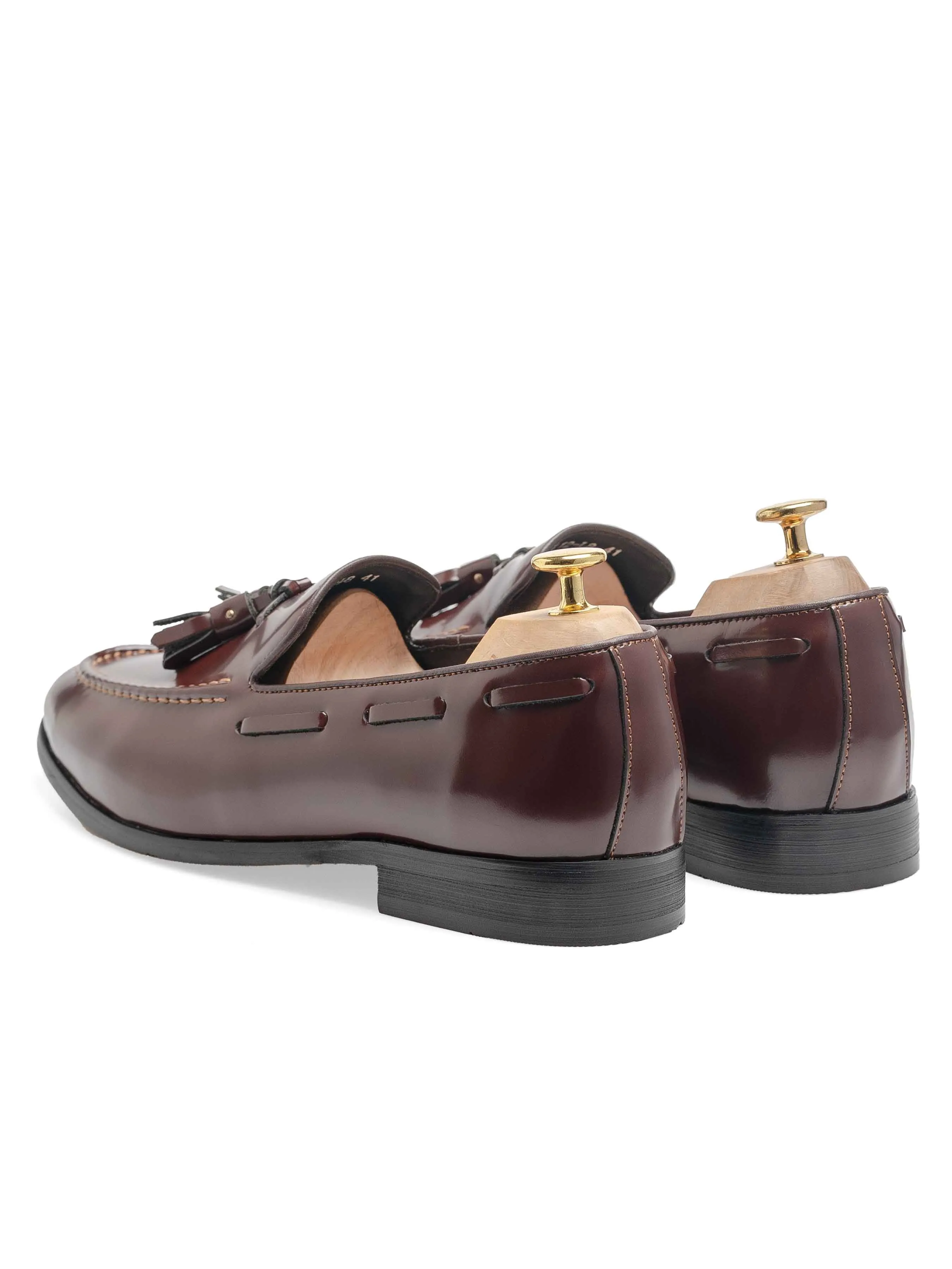 Comfort Padding Under Heel Tassel Loafer - Brown Polished Leather