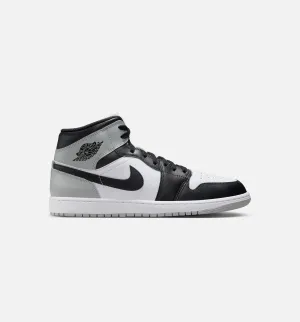 Air Jordan 1 Mid Mens Lifestyle Shoe - White/Black/Light Smoke Grey Stretchable Upper Pattern