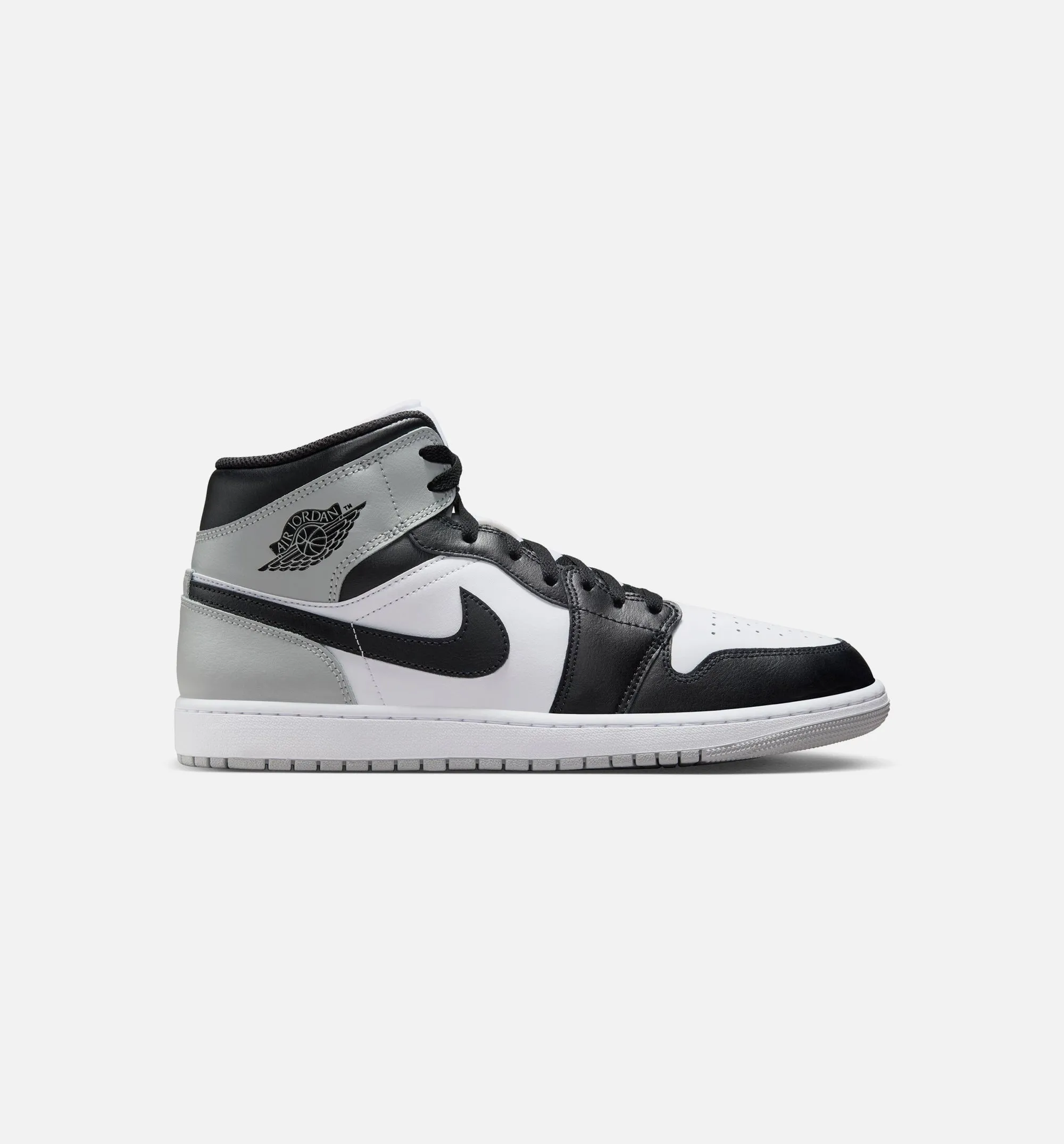 Air Jordan 1 Mid Mens Lifestyle Shoe - White/Black/Light Smoke Grey Stretchable Upper Pattern