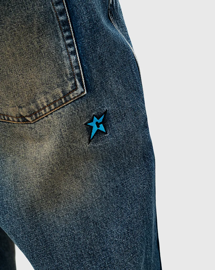 Skid Resistance Textured Printing Carpet C Star Jeans - Blue