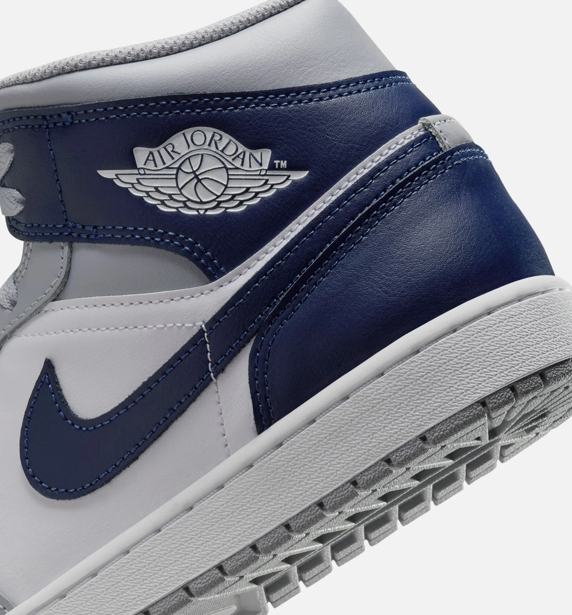Air Jordan 1 Mid Mens Lifestyle Shoe - White/Wolf Grey/Midnight Navy Honestly