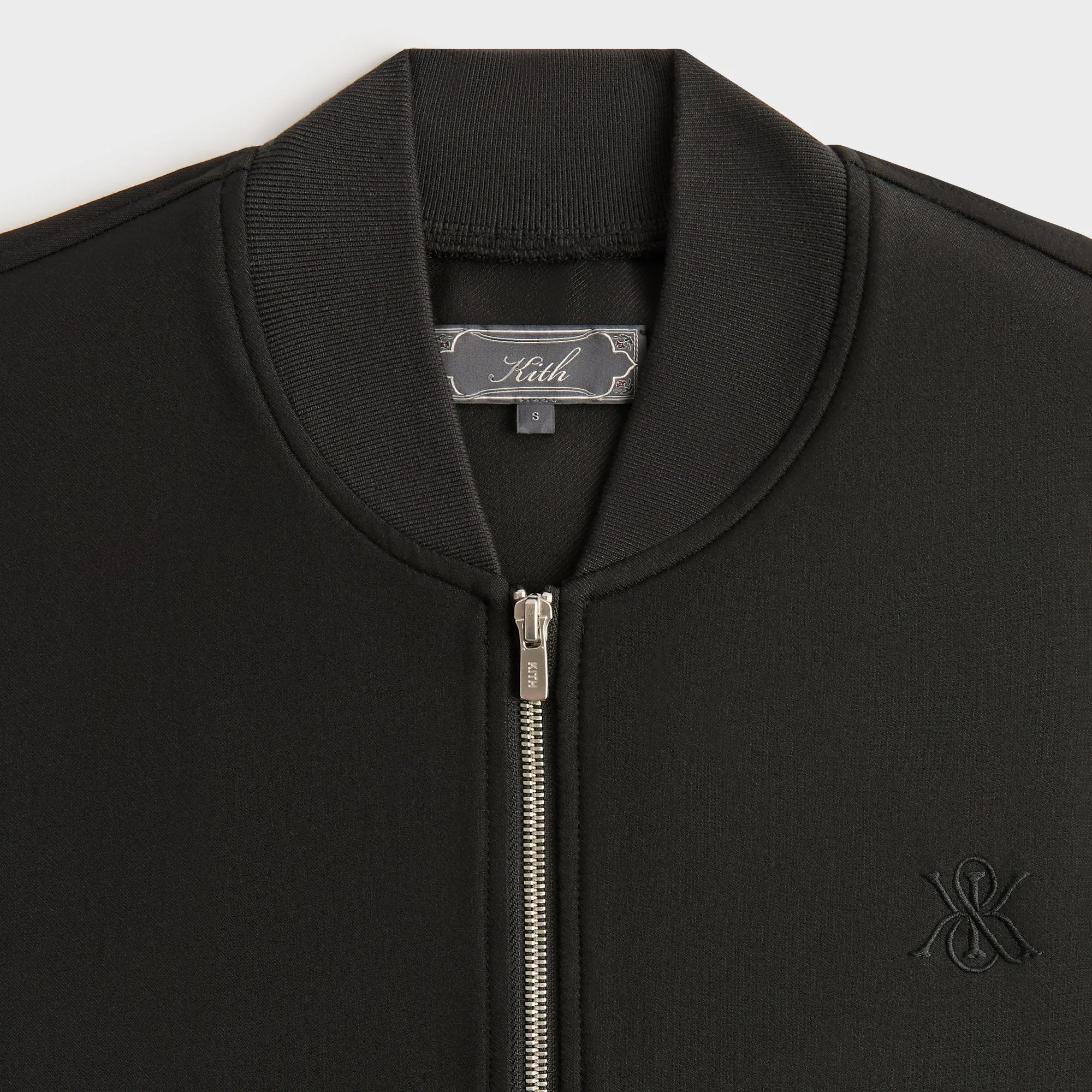 Comfortable Dimensions Elasticated Fastener Sleeve Kith Double Weave Avery Bomber Jacket - Black