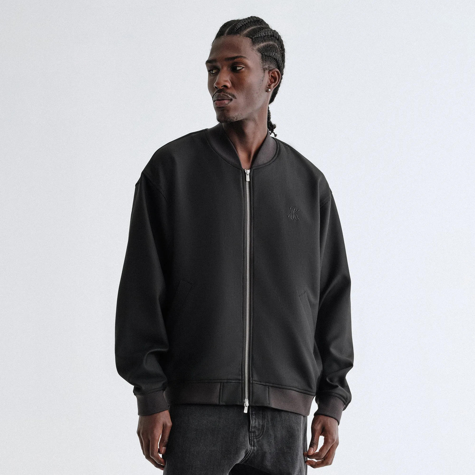 Kith Double Weave Avery Bomber Jacket - Black Blending Finish Basketball Wearness