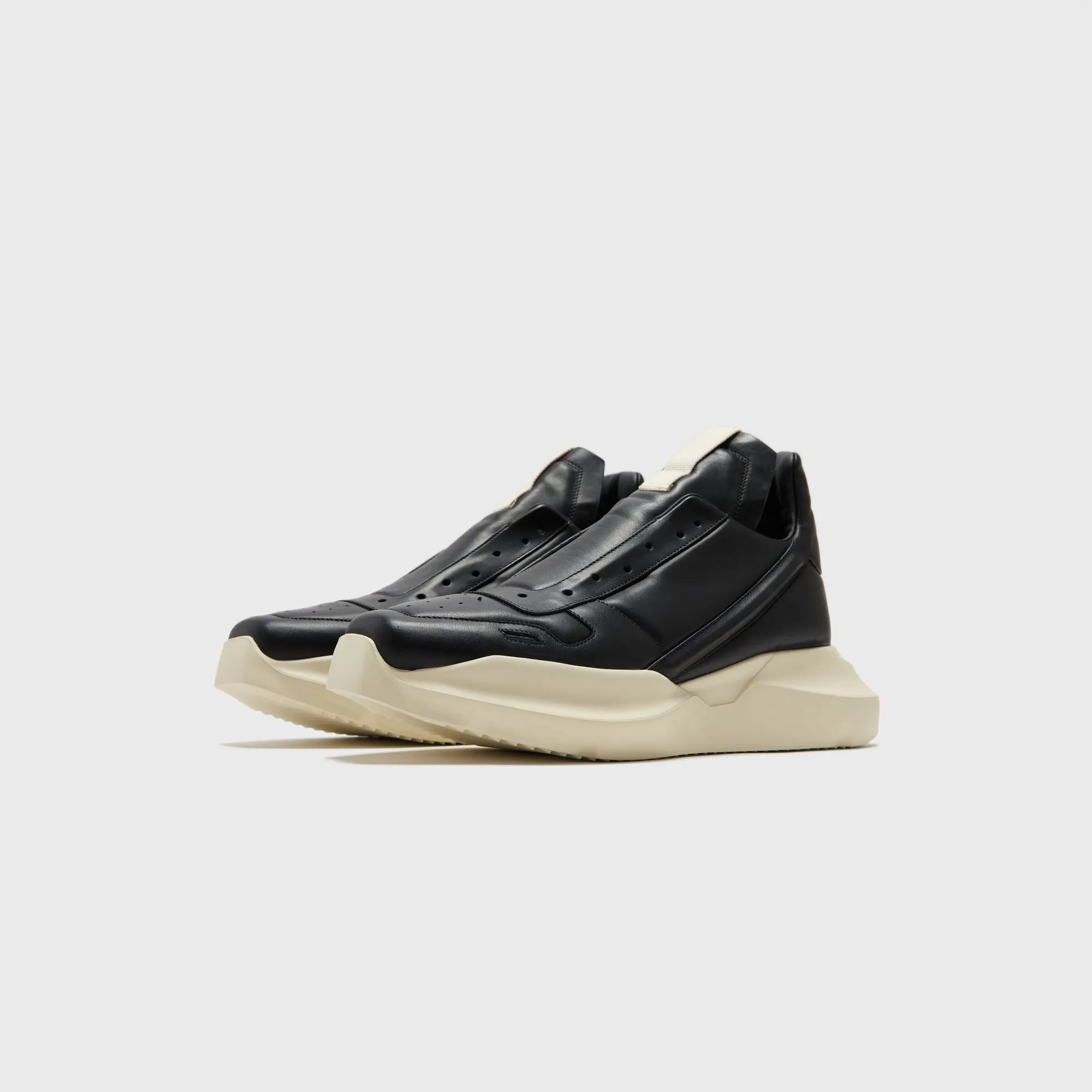Comfortable Pass Sophisticated Look Rick Owens Scarpe Pelle Geth Runner - Black / Milk / Milk