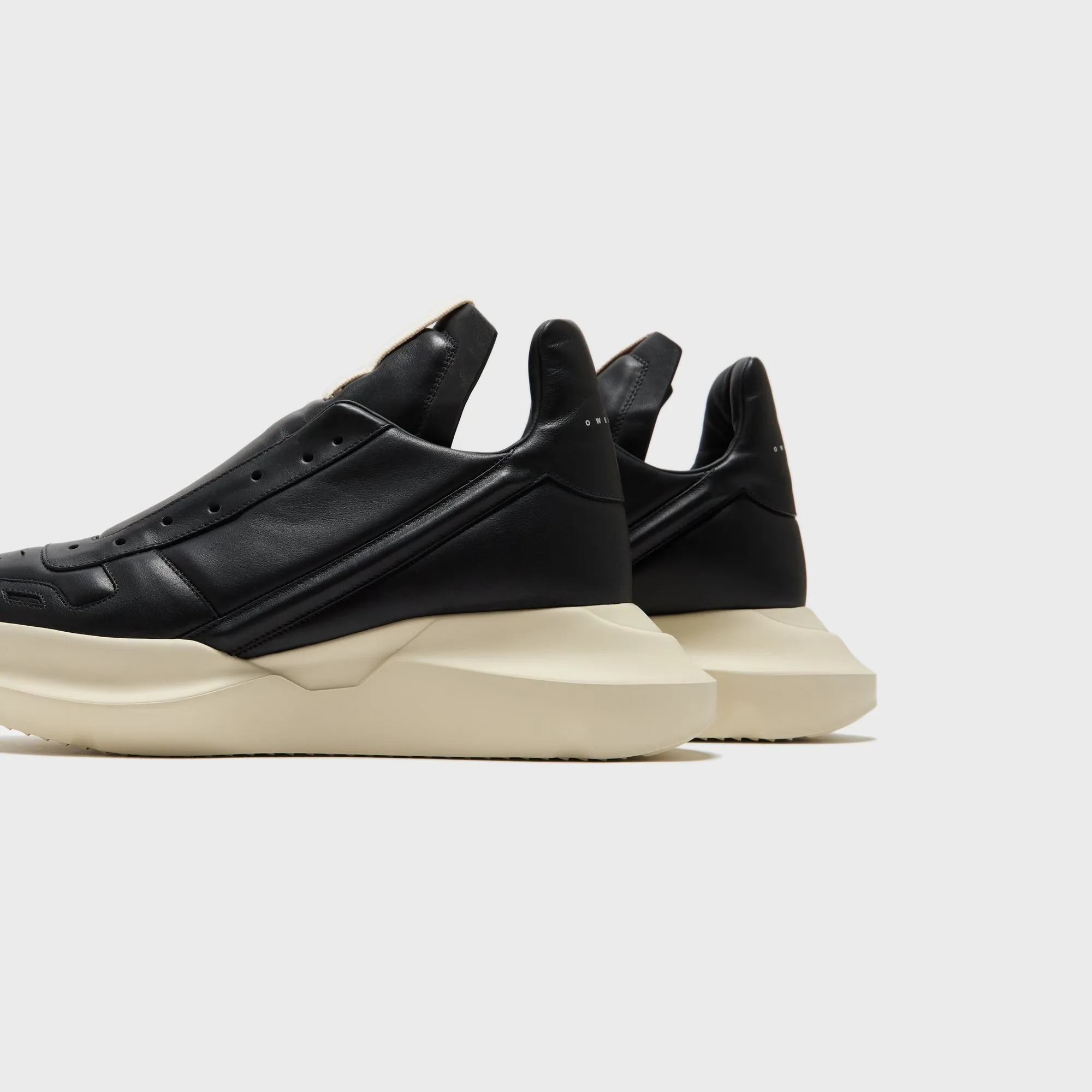 Rick Owens Scarpe Pelle Geth Runner - Black / Milk / Milk Self-Monitored