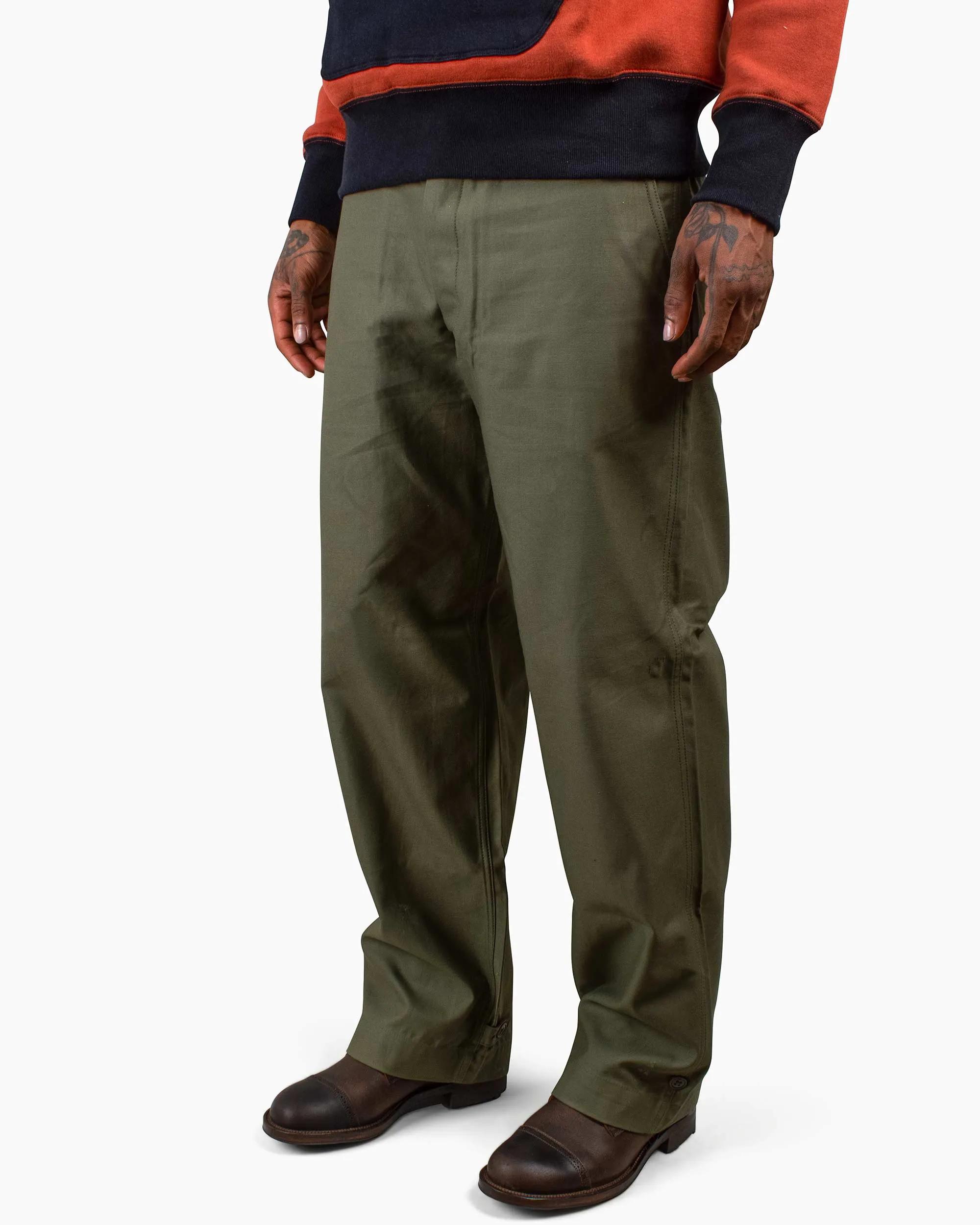 Crystal Buttons The Real Mccoy'S Mp20103 Trousers, Field, Cotton O.D. Olive