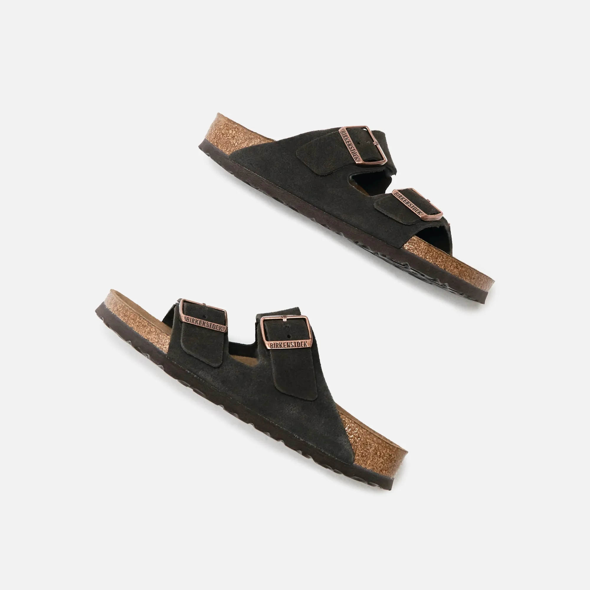 Birkenstock Wmns Arizona Soft Footbed Suede Sandals - Mocha Stable Hold