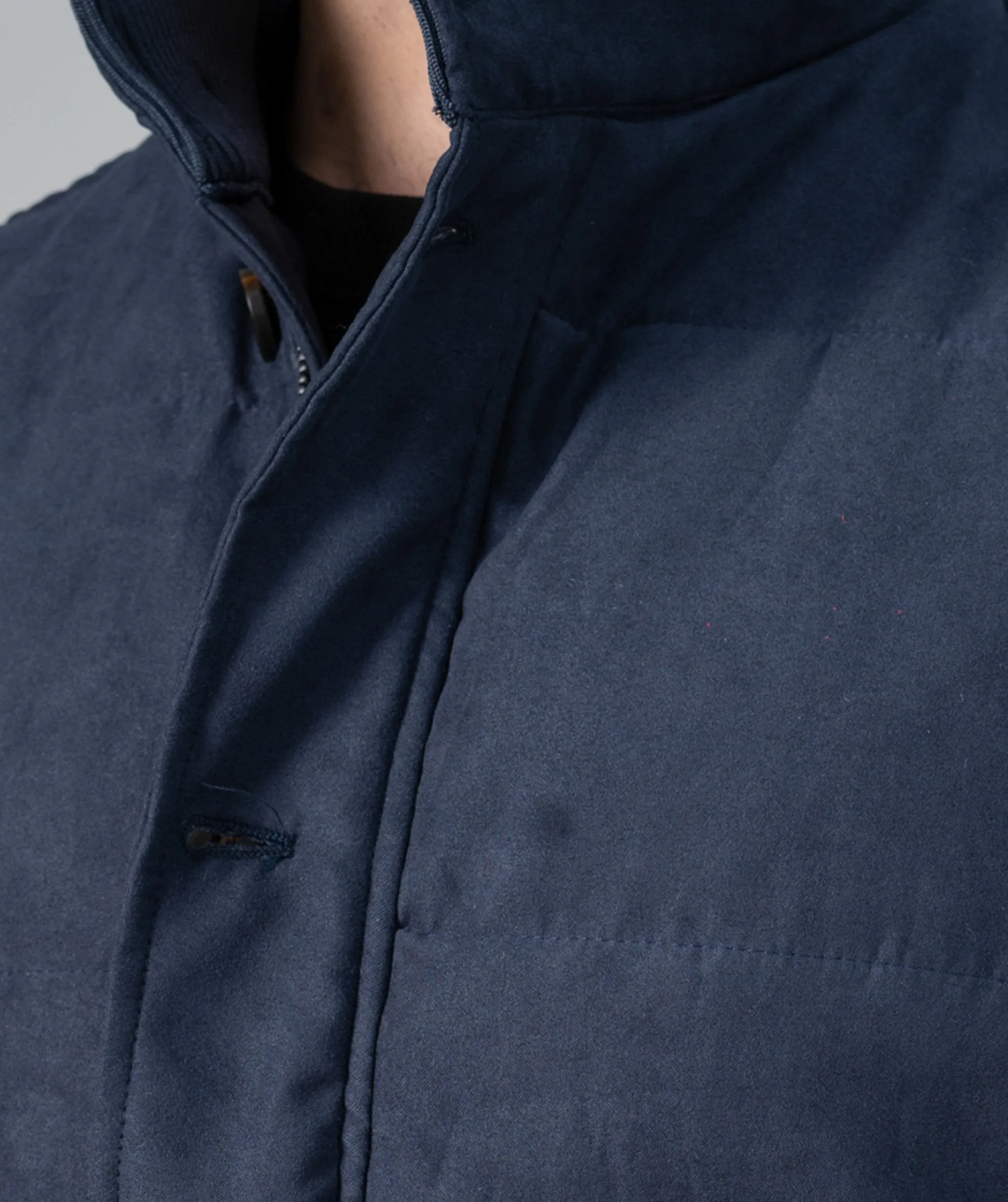 Slip-On Ease Comfort Revisions Suede Quilted Jacket Navy