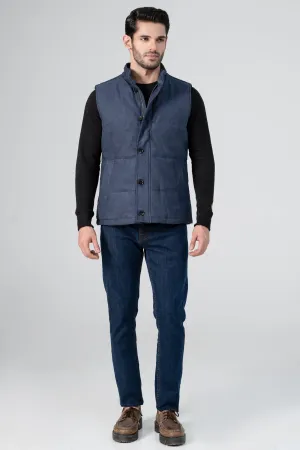 Suede Quilted Jacket Navy Comfortable Waterproofing