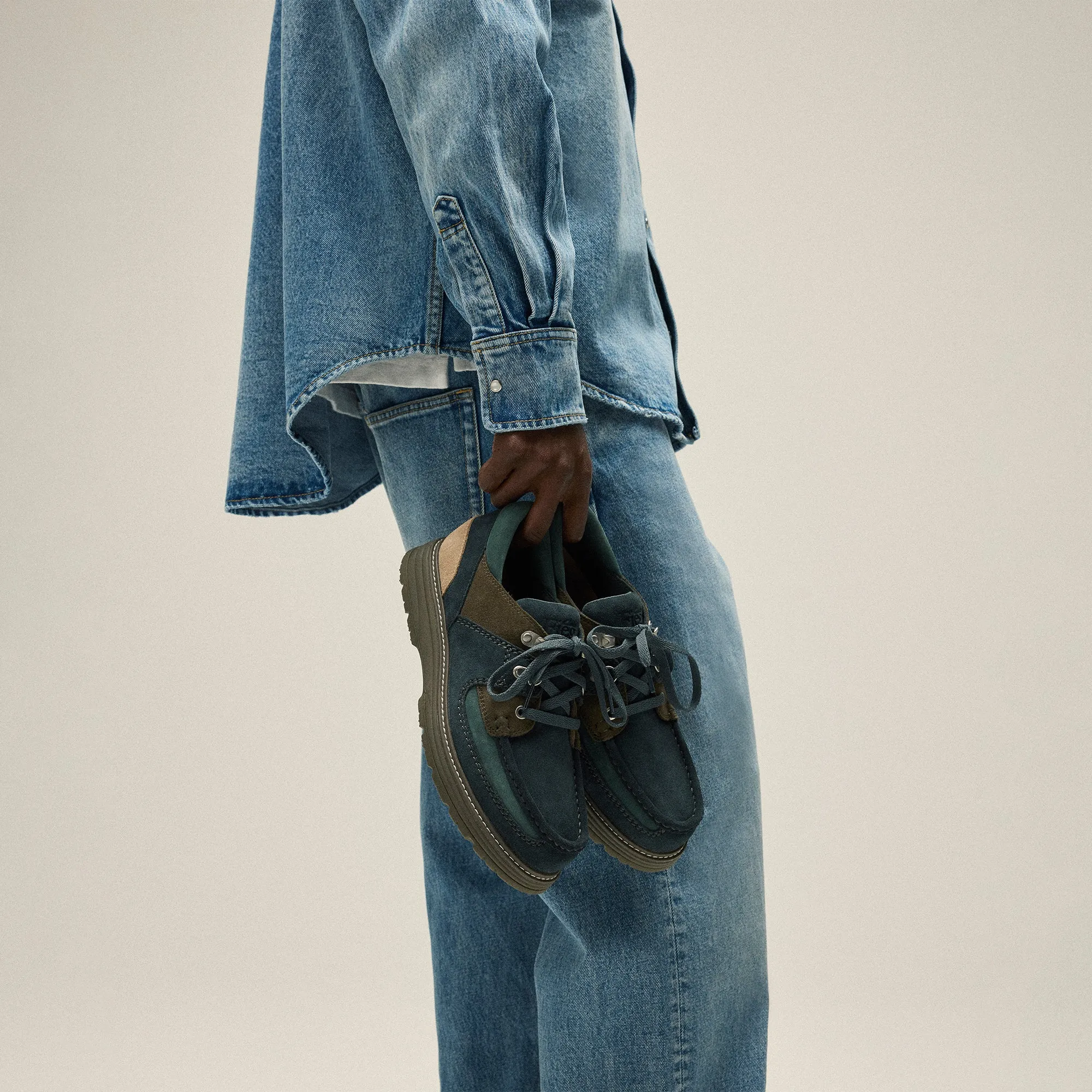 8Th St By Ronnie Fieg For Clarks Originals Sunderland - Dark Teal Combi Platform Loafers Bendable Sole