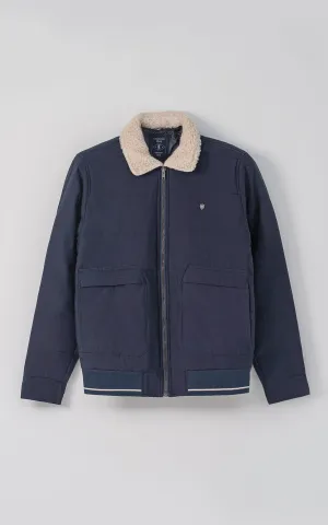 Quilted Fur Collar Jacket Navy SpringSale