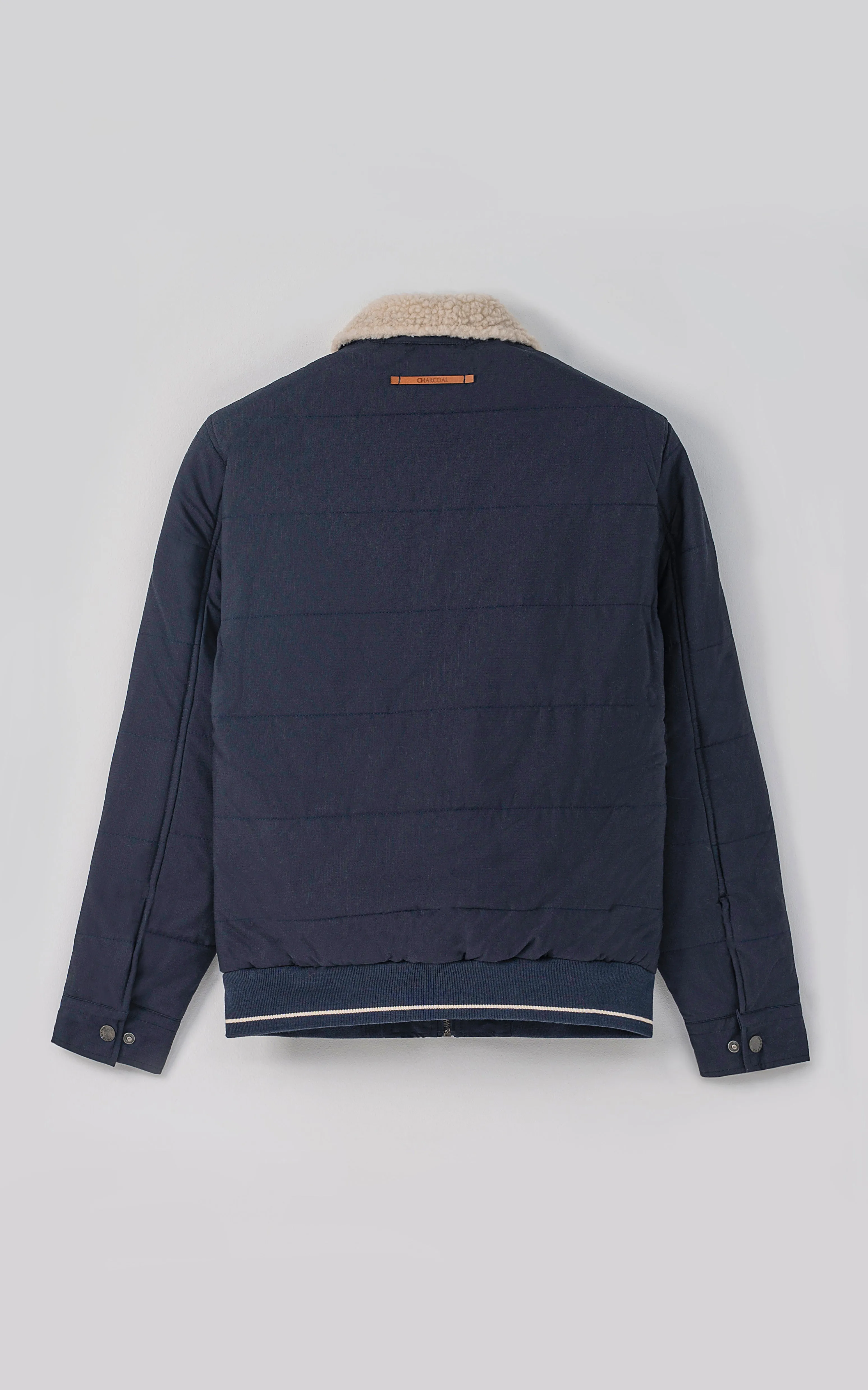 Quilted Fur Collar Jacket Navy Comfort Fraction "Adjustable Wire Work