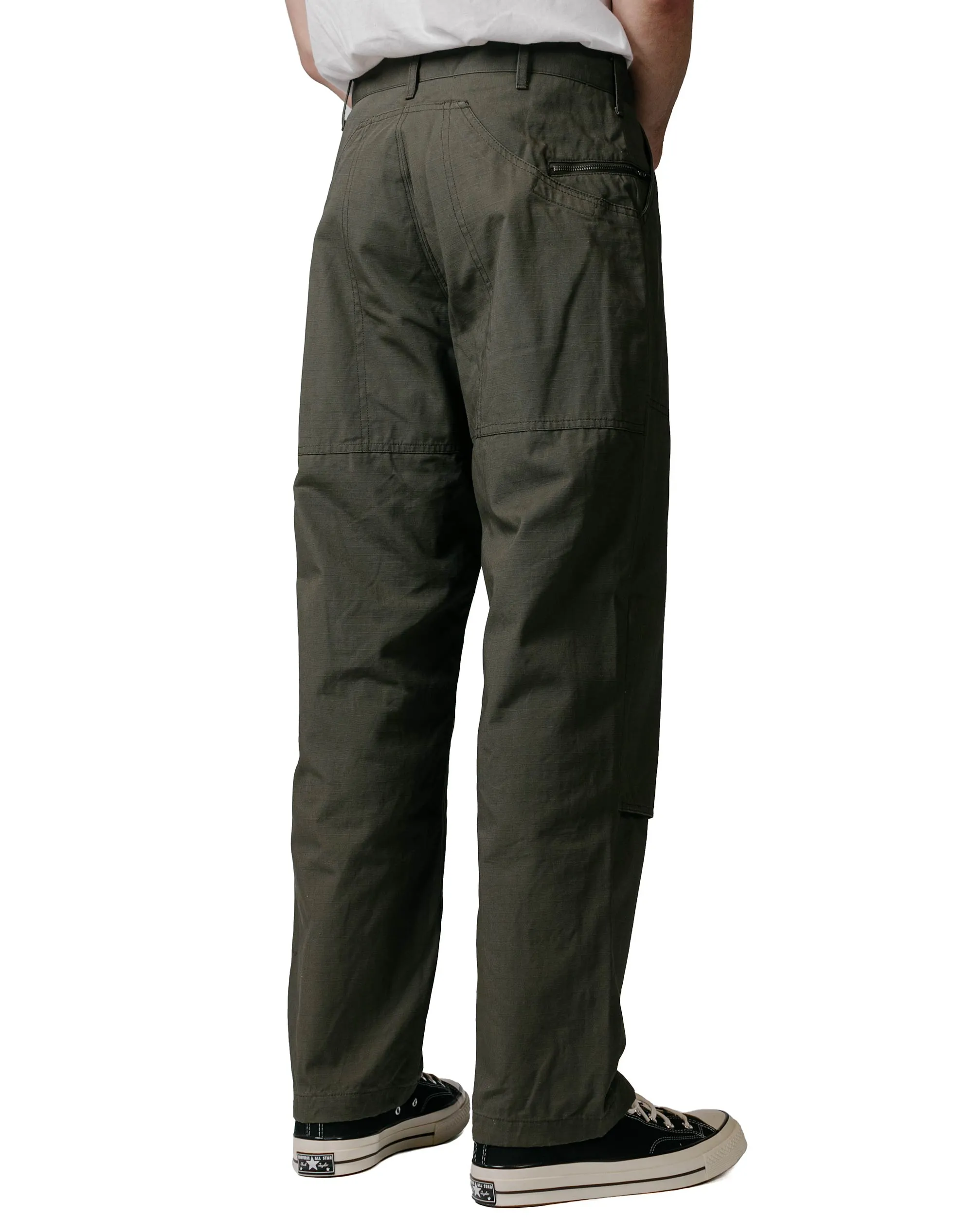 Engineered Garments Climbing Pant Olive Heavyweight Cotton Ripstop Comfortable Elastic Material Supportive Padding
