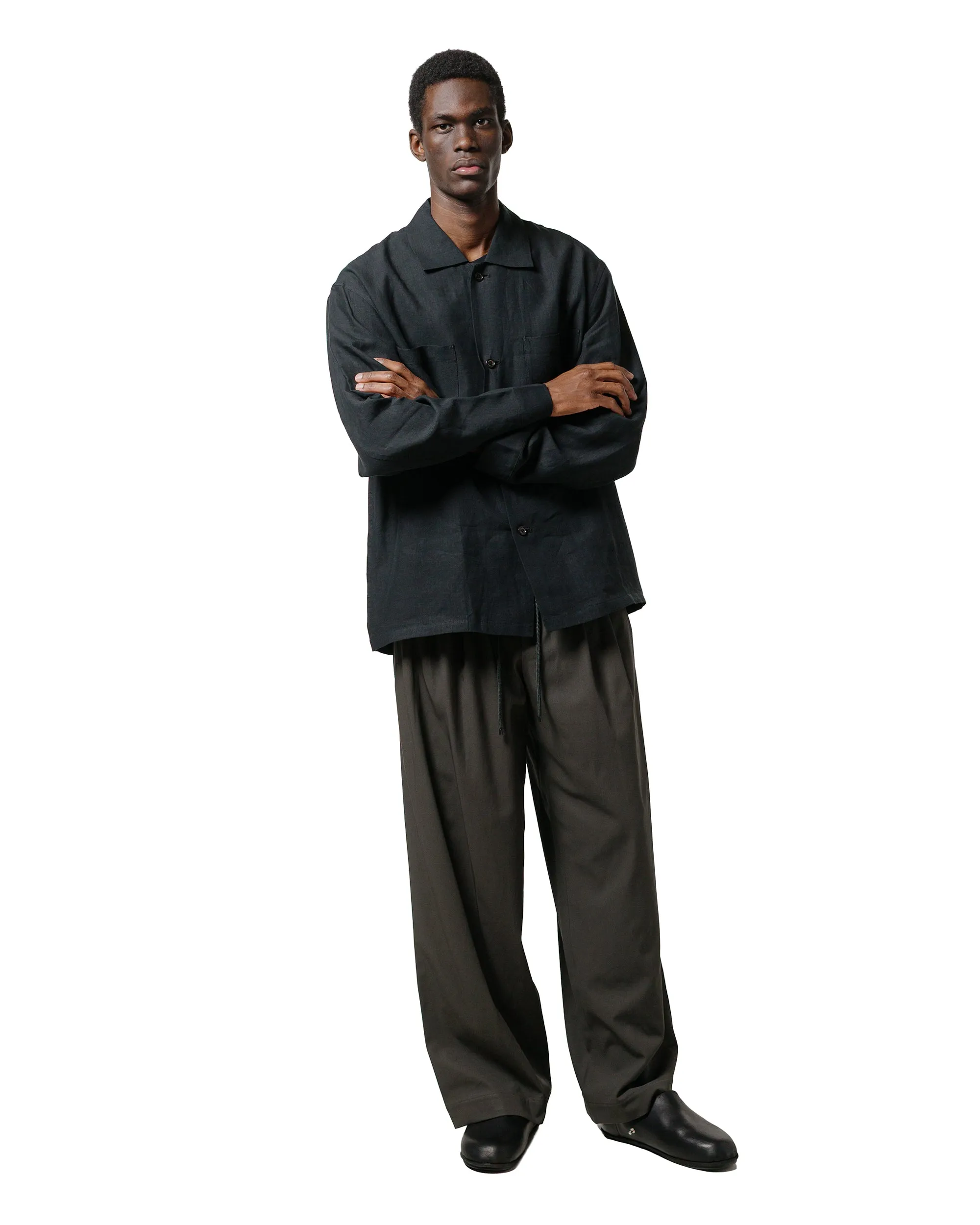 Anti-Misplace Markaware Triple Pleated Easy Trousers Organic Giza Voile Yarn Twill Dark Olive