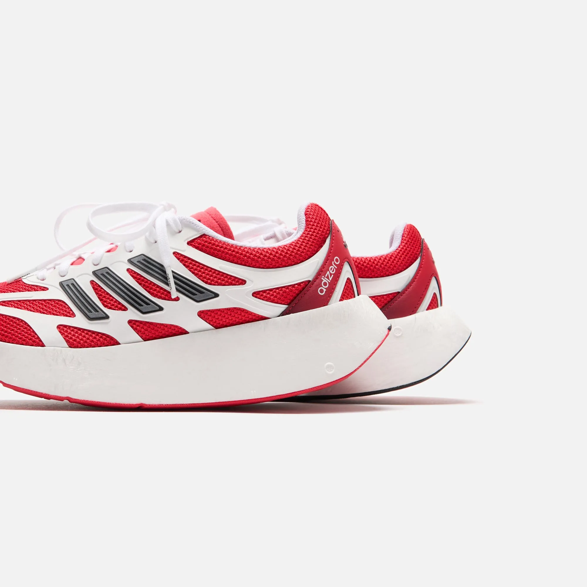 Adidas Adizero Aruku - White / Pure Ruby / Core Black Slip-On Comfort Padding Feature Design Zippered Heels
