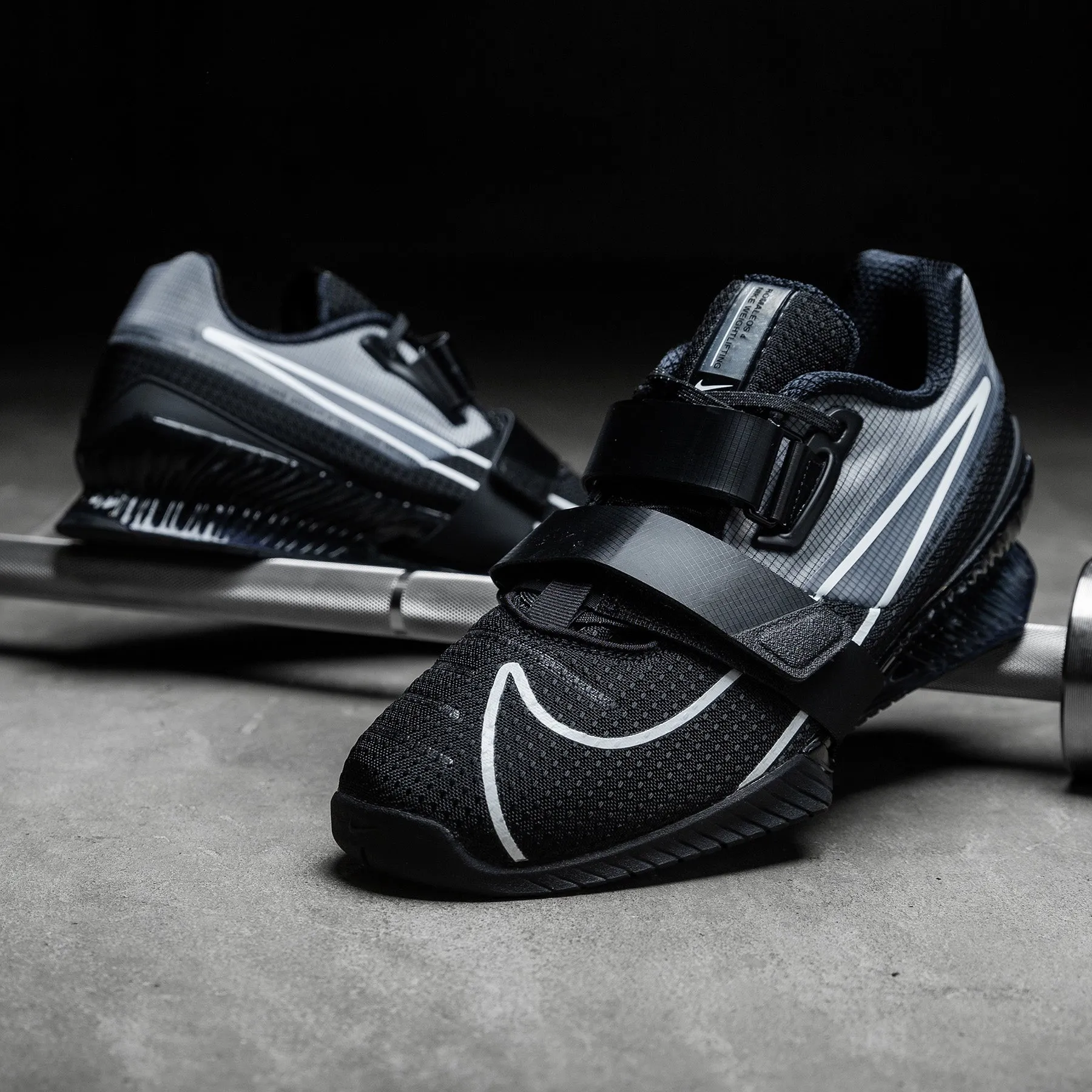 Nike - Romaleos 4 Weightlifting Shoes - Black/White-Black Upgraded Quality Foot Kangaroo