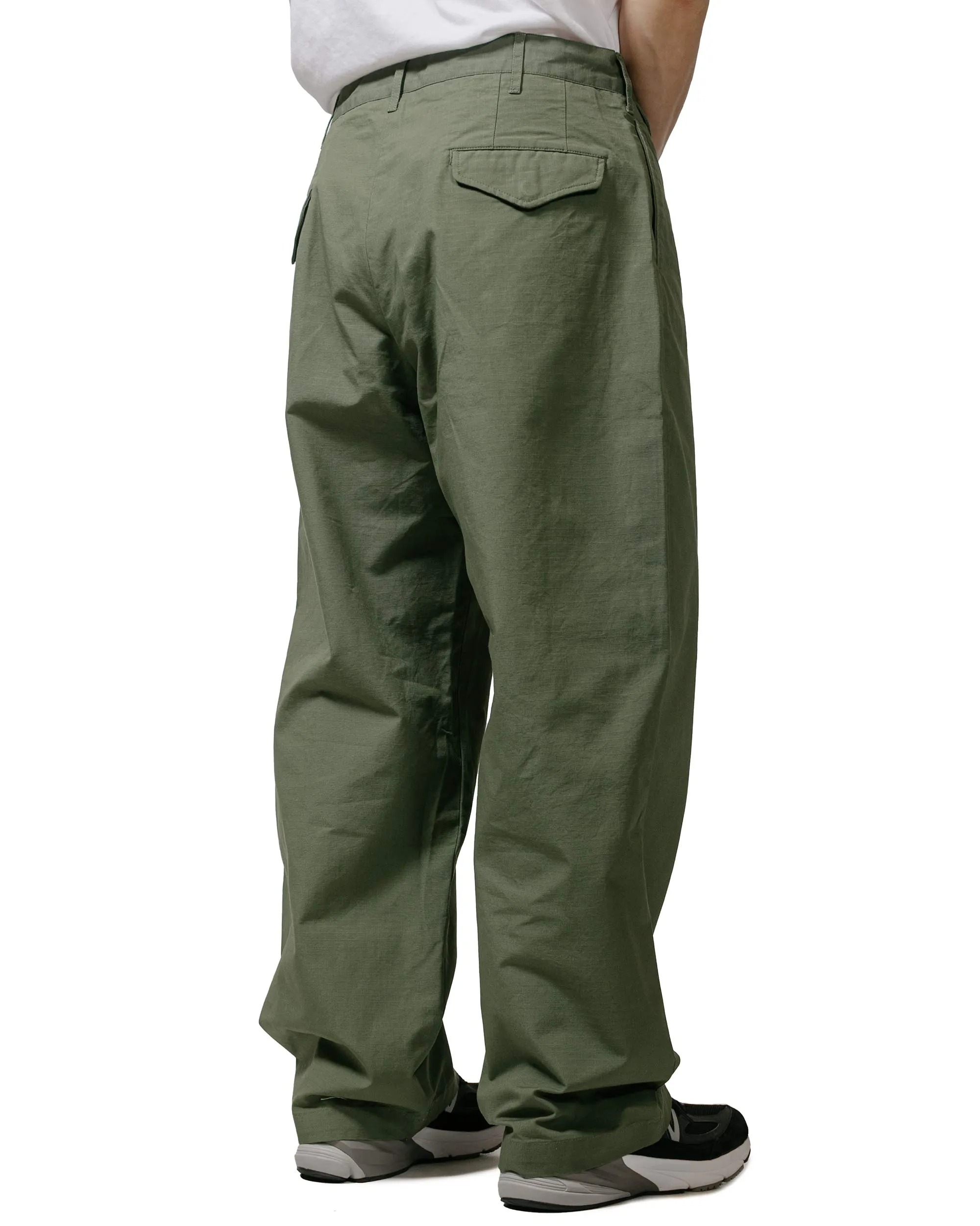 Crew Socks Engineered Garments Officer Pant Olive Cotton Ripstop