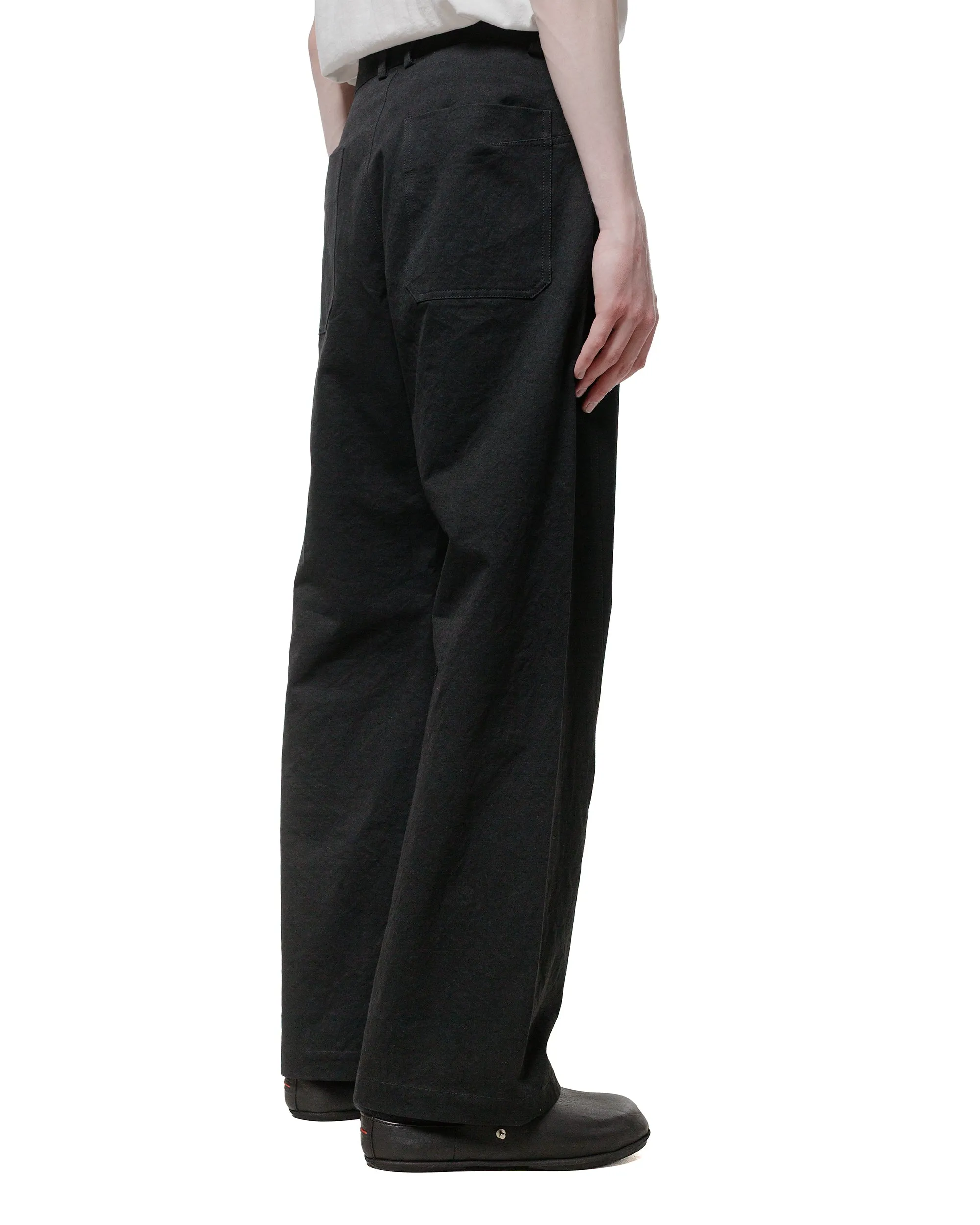 Comfortable Length Concept "Transfer Printing Wanze Darted Straight Leg Pant Washed Cotton Black
