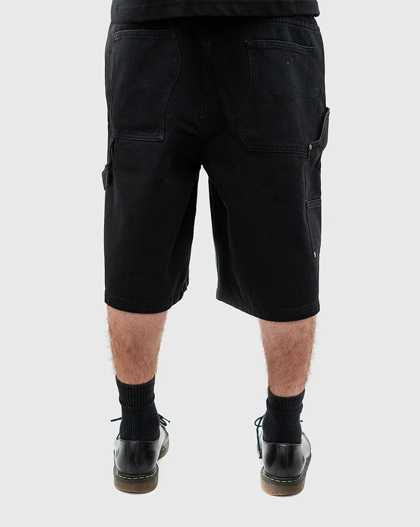 Sheer Waist Innovative Function Dime Carpenter Denim Shorts - Black